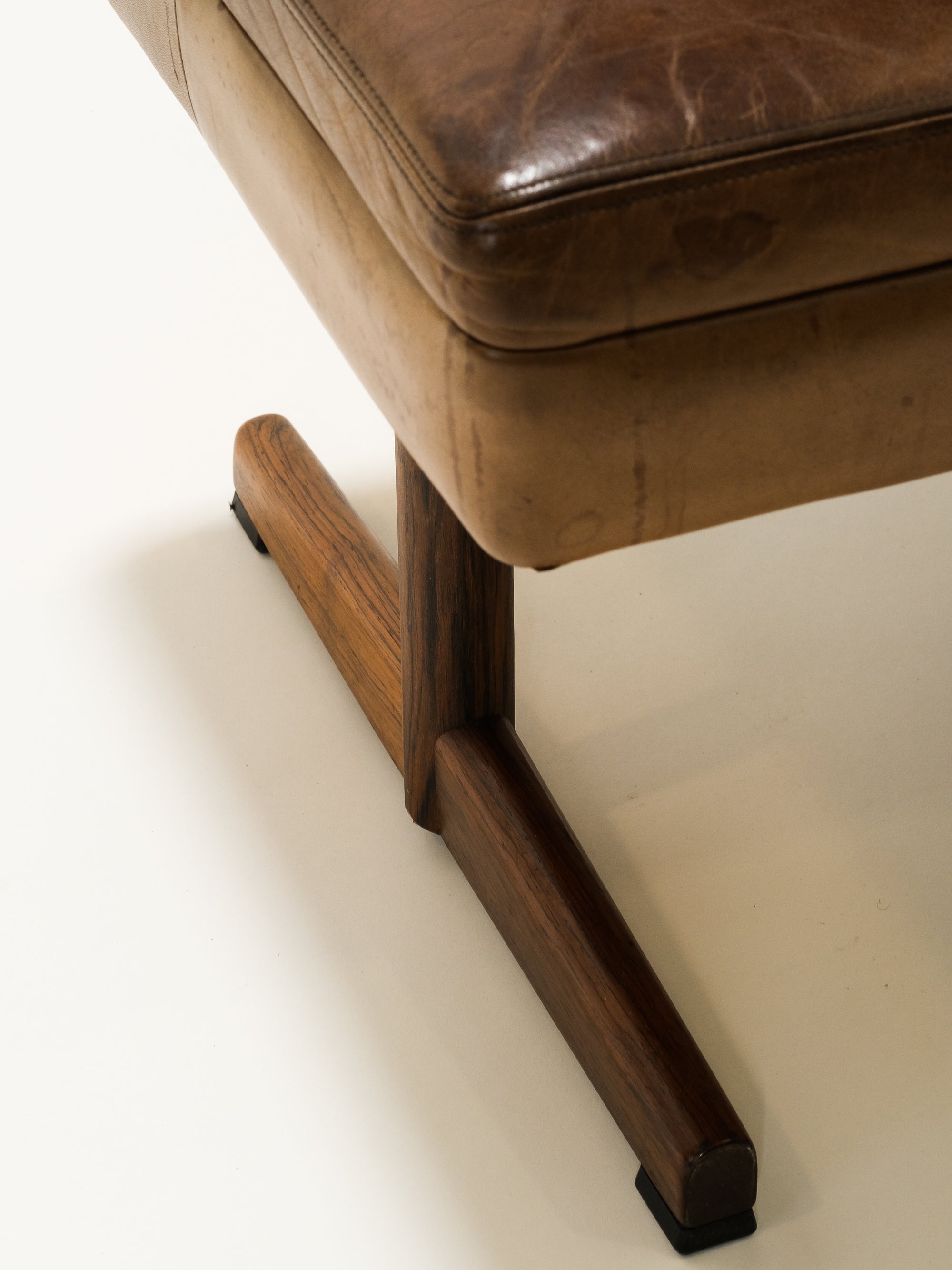 Leather Ottoman by Fredrik Kayser, Norway, 1960s