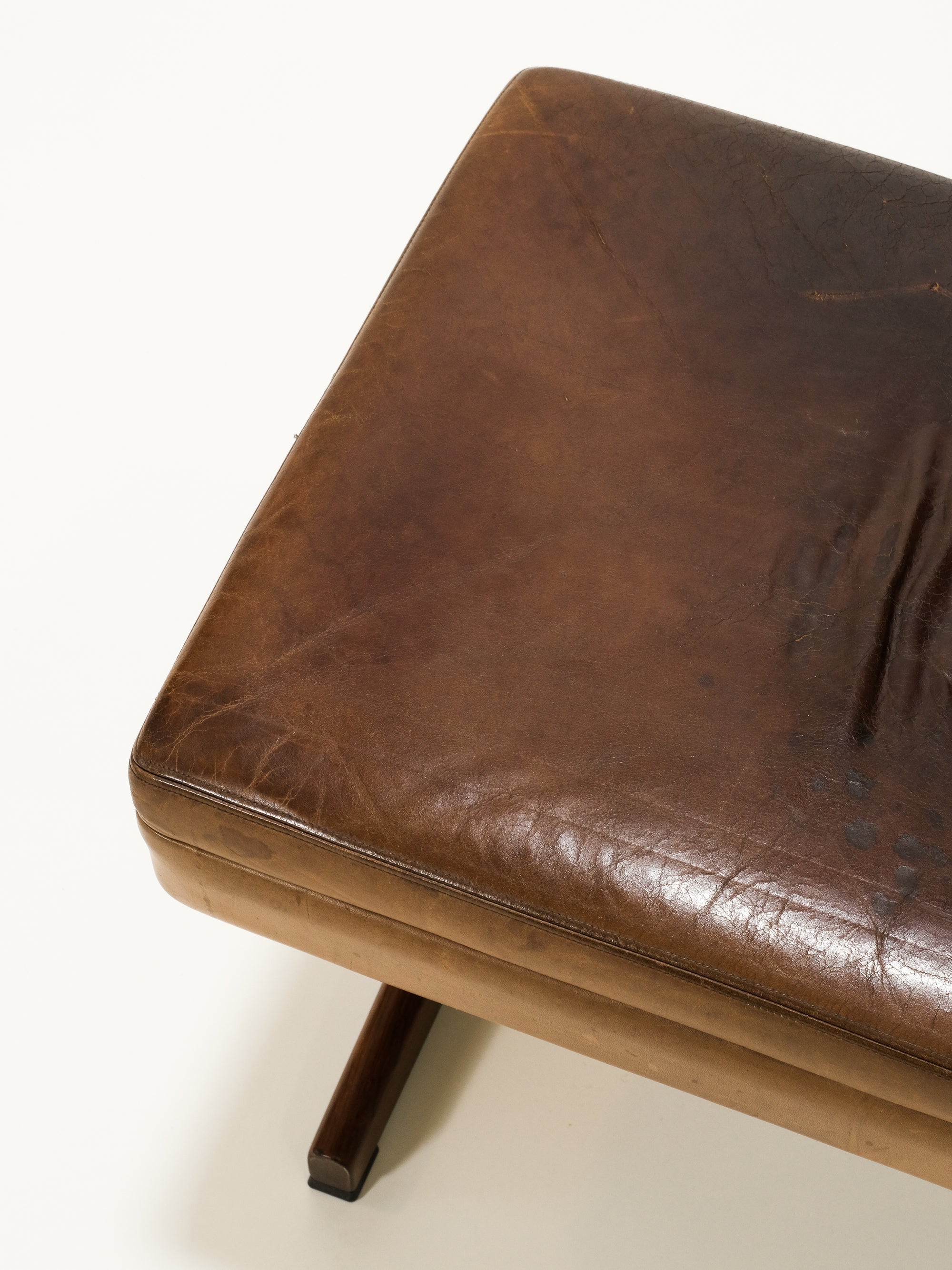 Leather Ottoman by Fredrik Kayser, Norway, 1960s