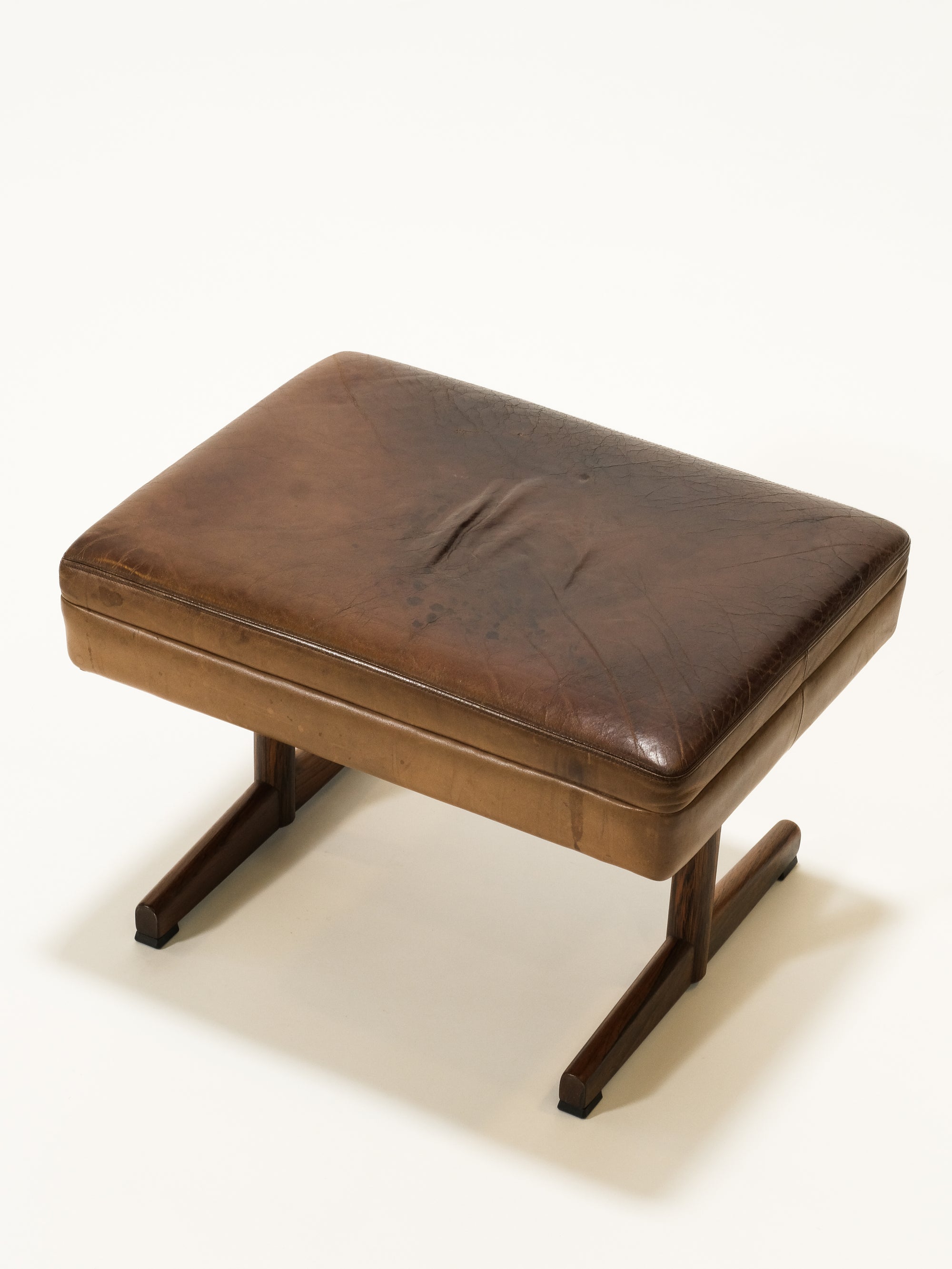 Leather Ottoman by Fredrik Kayser, Norway, 1960s