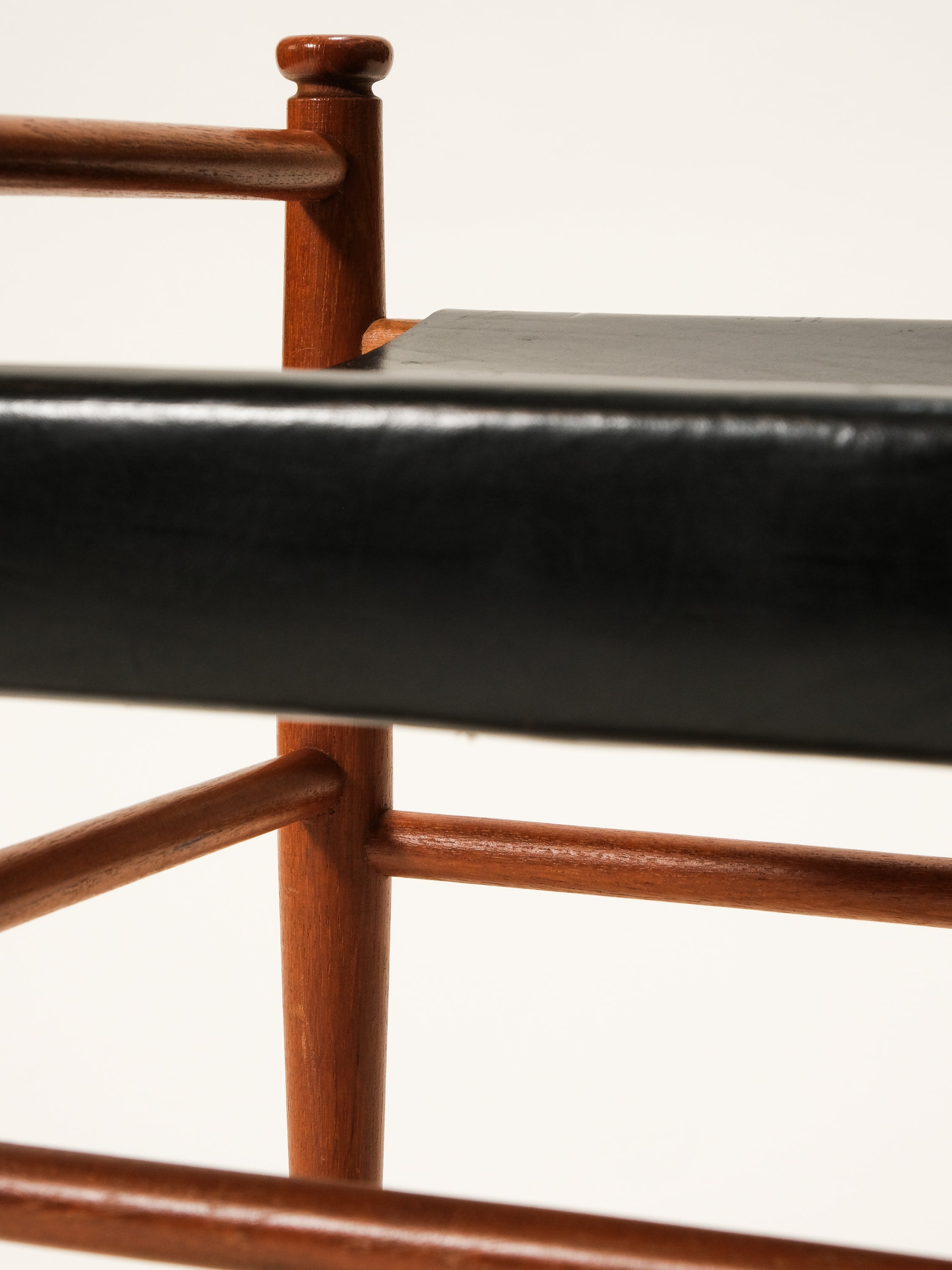 Black Leather and Teak Footstool by Gillis Lundgren for Ikea, 1960s