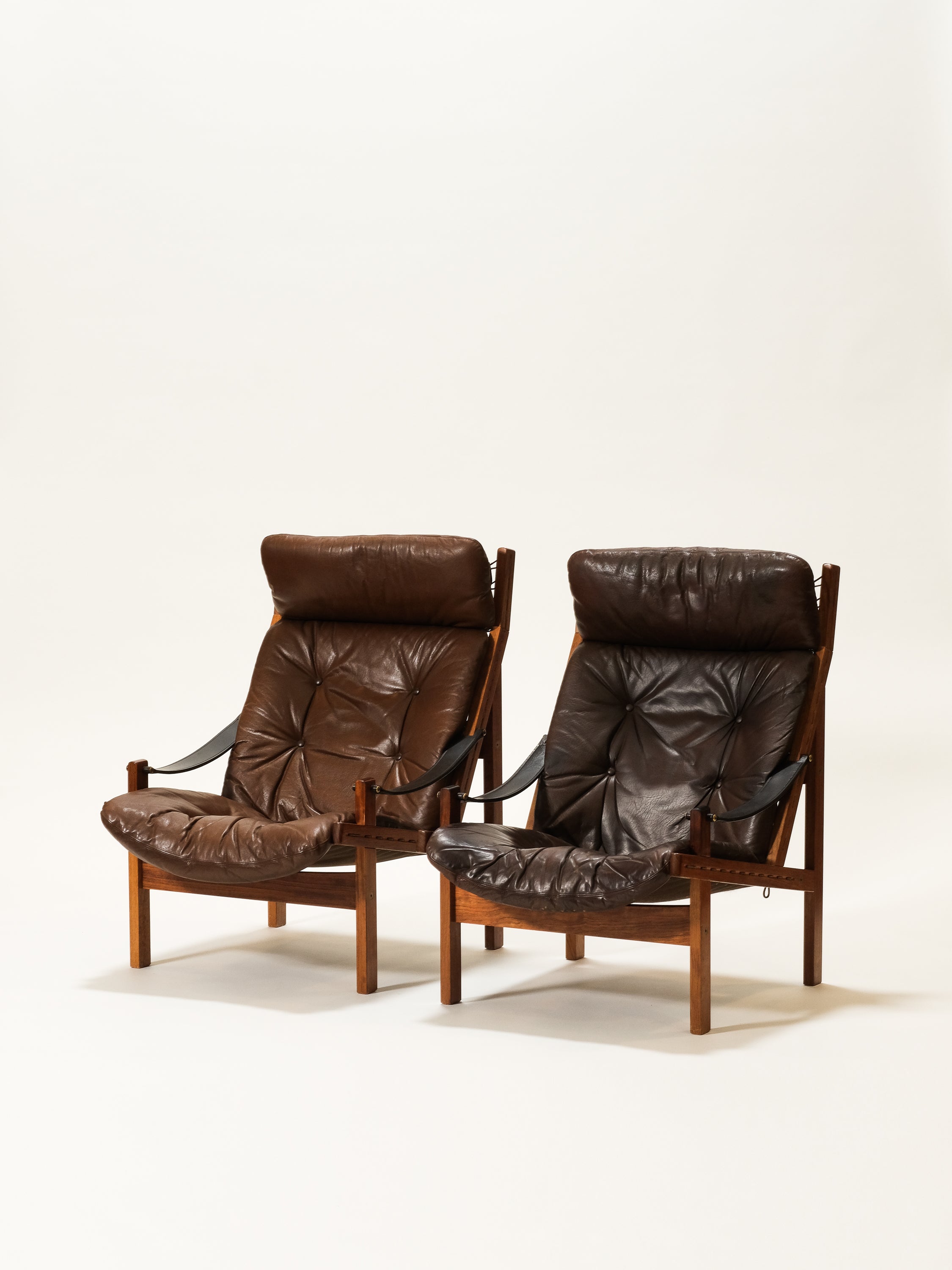"Hunter" Leather Lounge Chair by Torbjørn Afdal for Bruksbo, Norway, 1960s