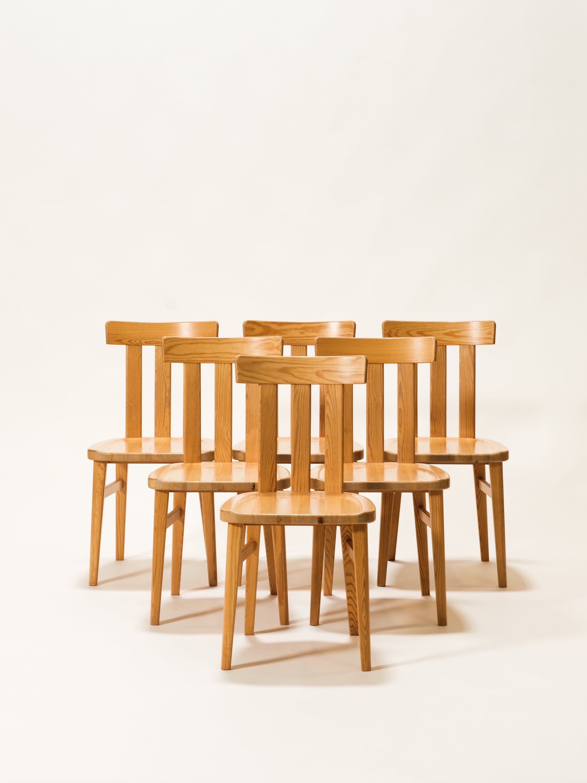 Solid Pine Dining Chairs Model &quot;Leo&quot; by Werner West for Keravan Puusepäntehdas, Set of 6