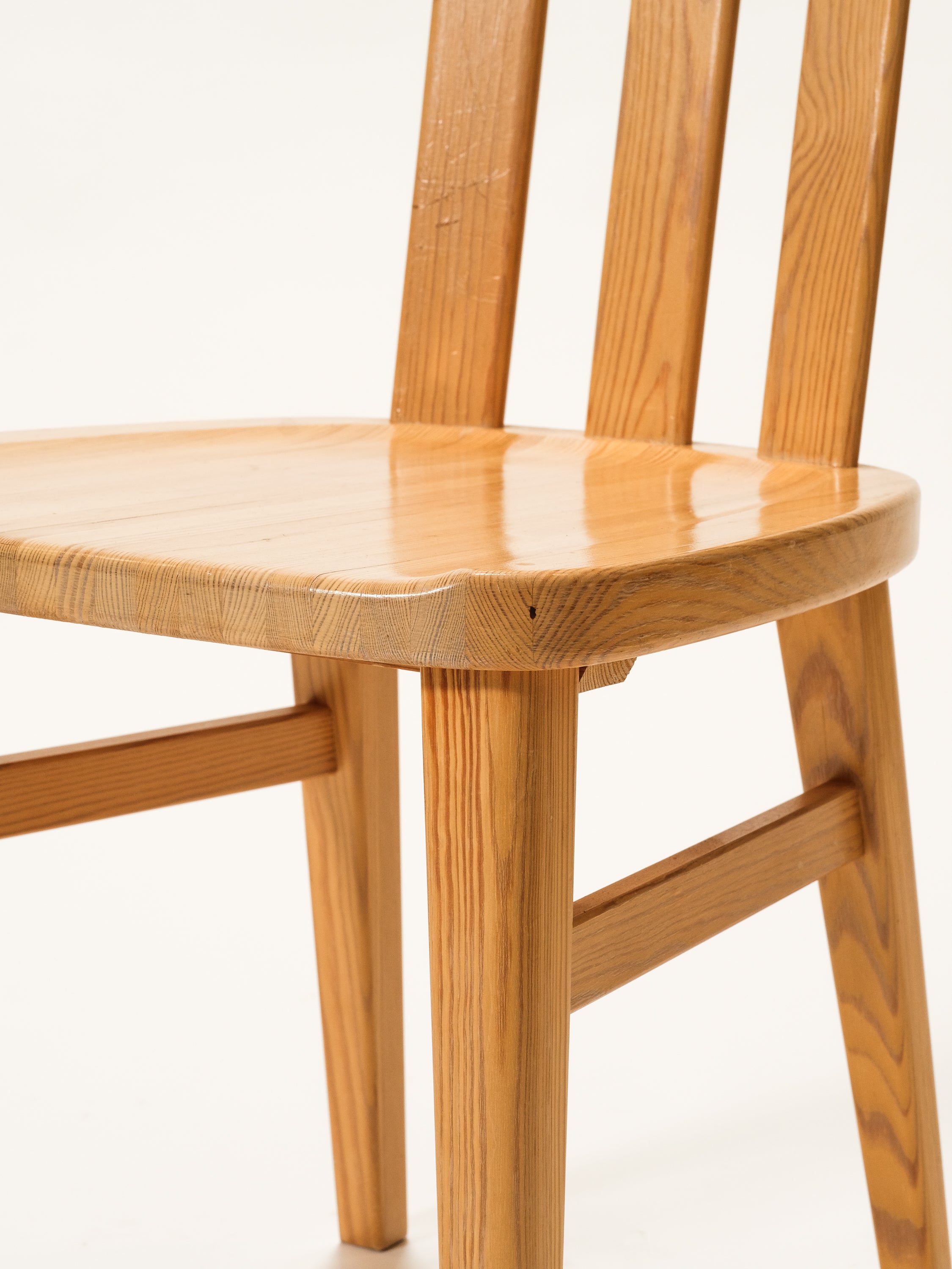Solid Pine Dining Chairs Model "Leo" by Werner West for Keravan Puusepäntehdas, Set of 6
