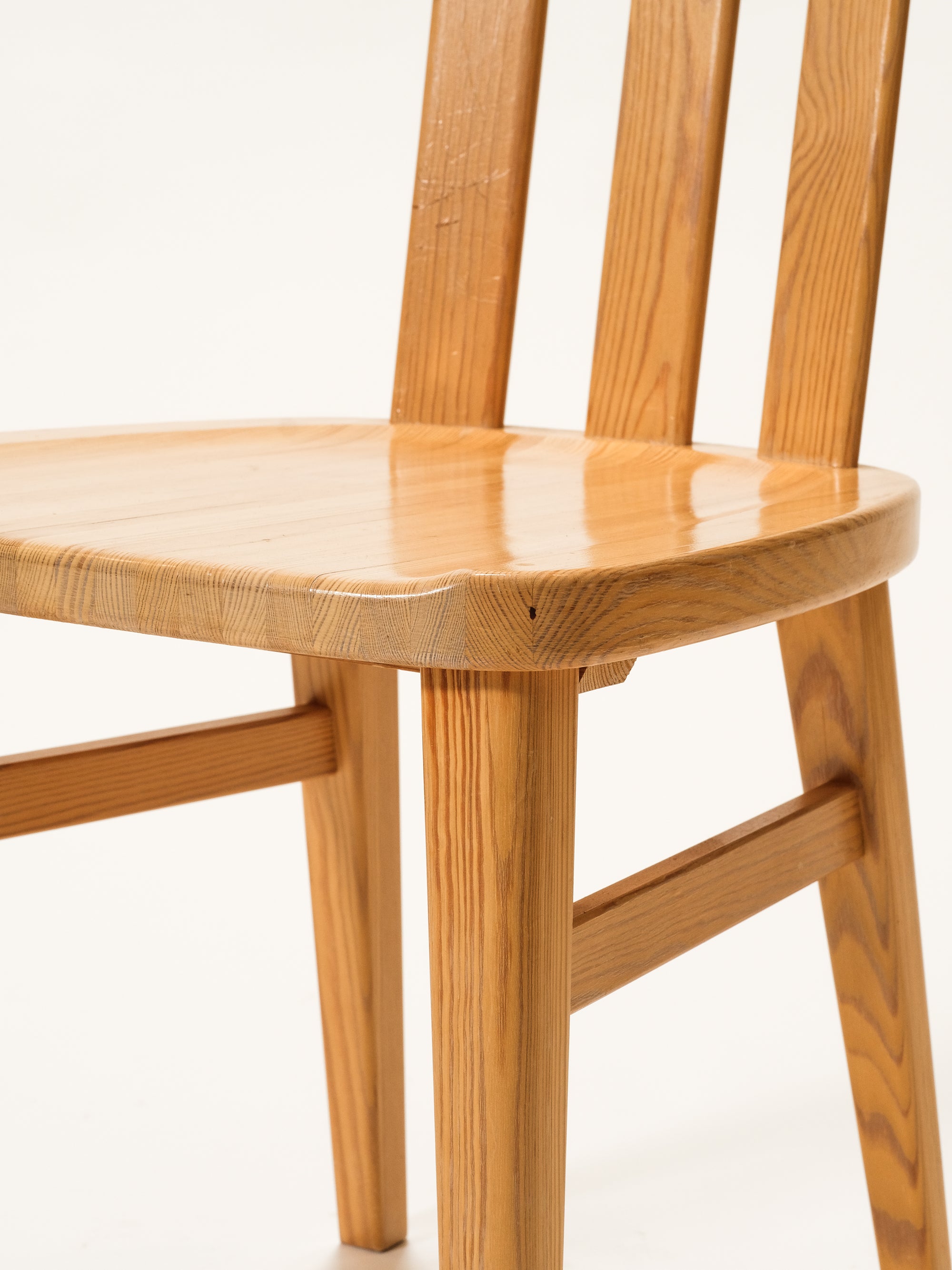 Solid Pine Dining Chairs Model &quot;Leo&quot; by Werner West for Keravan Puusepäntehdas, Set of 6