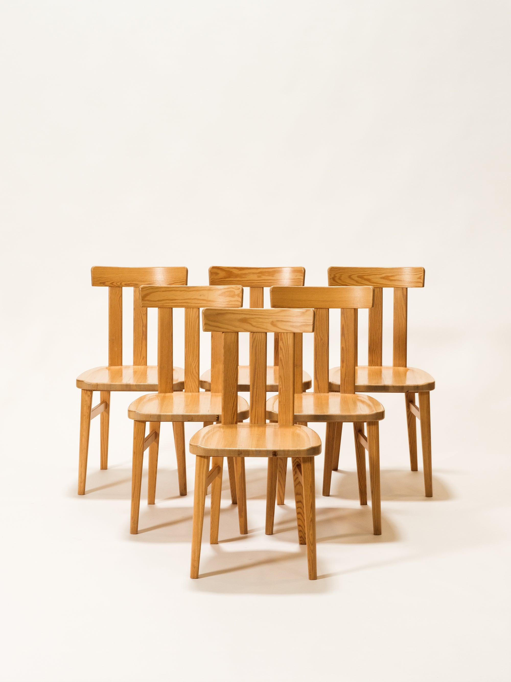 Solid Pine Dining Chairs Model &quot;Leo&quot; by Werner West for Keravan Puusepäntehdas, Set of 6