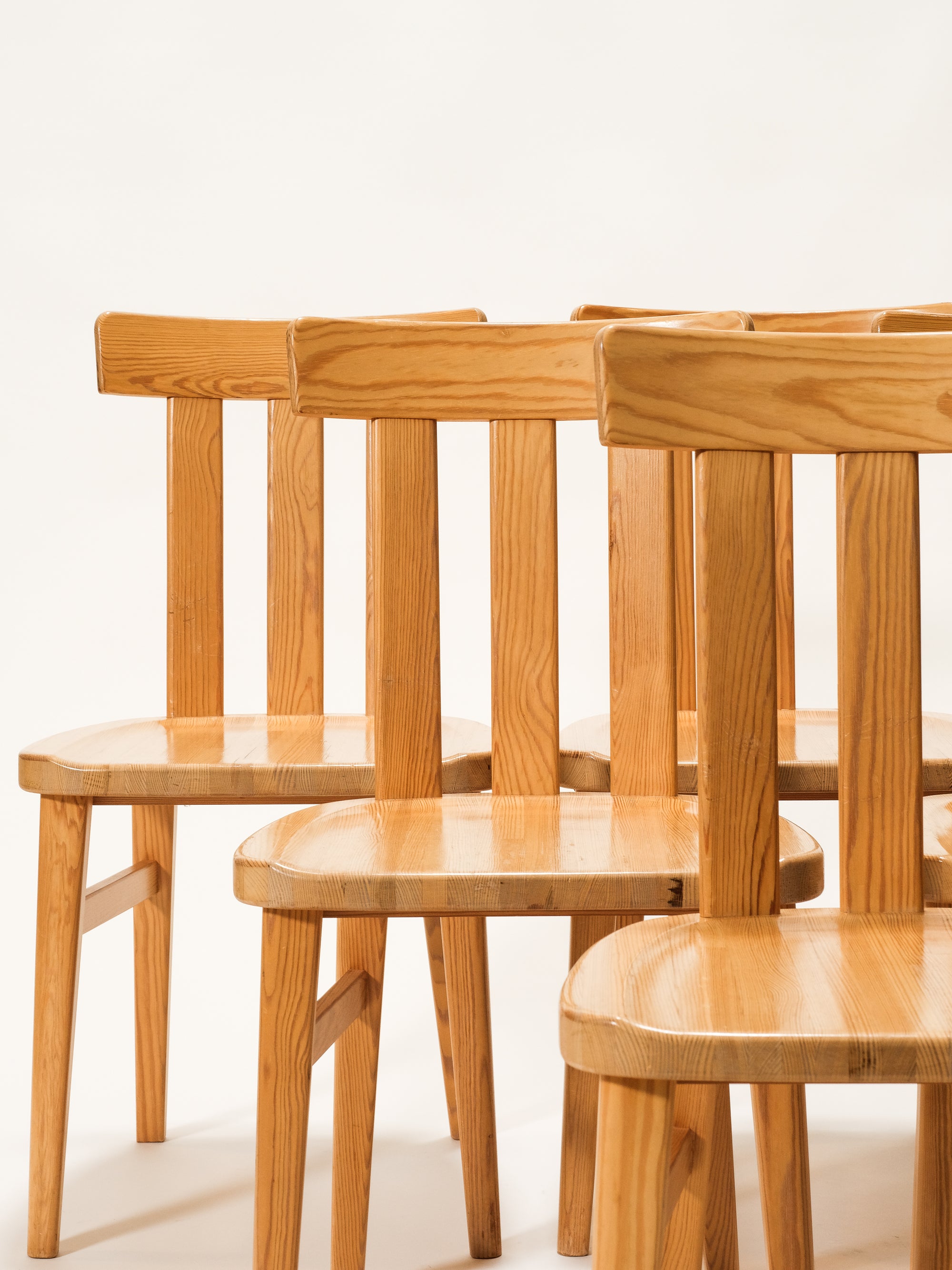 Solid Pine Dining Chairs Model &quot;Leo&quot; by Werner West for Keravan Puusepäntehdas, Set of 6