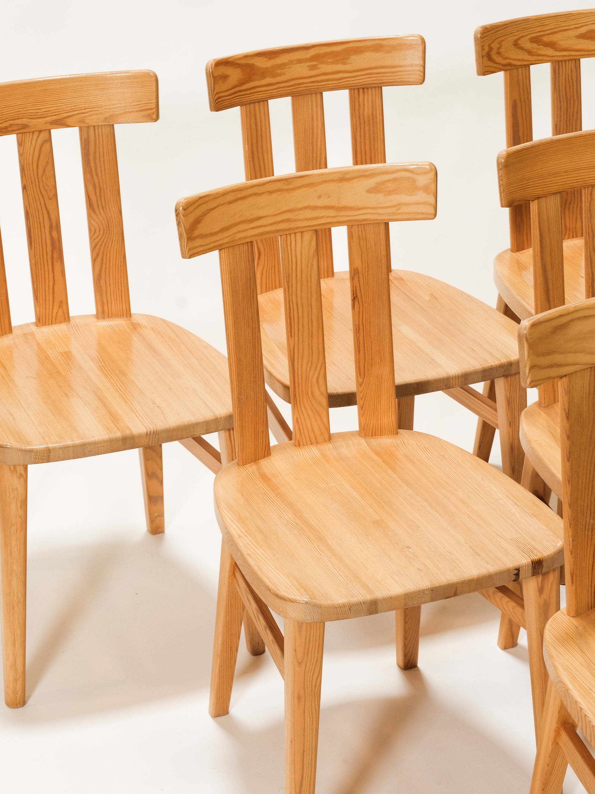 Solid Pine Dining Chairs Model &quot;Leo&quot; by Werner West for Keravan Puusepäntehdas, Set of 6