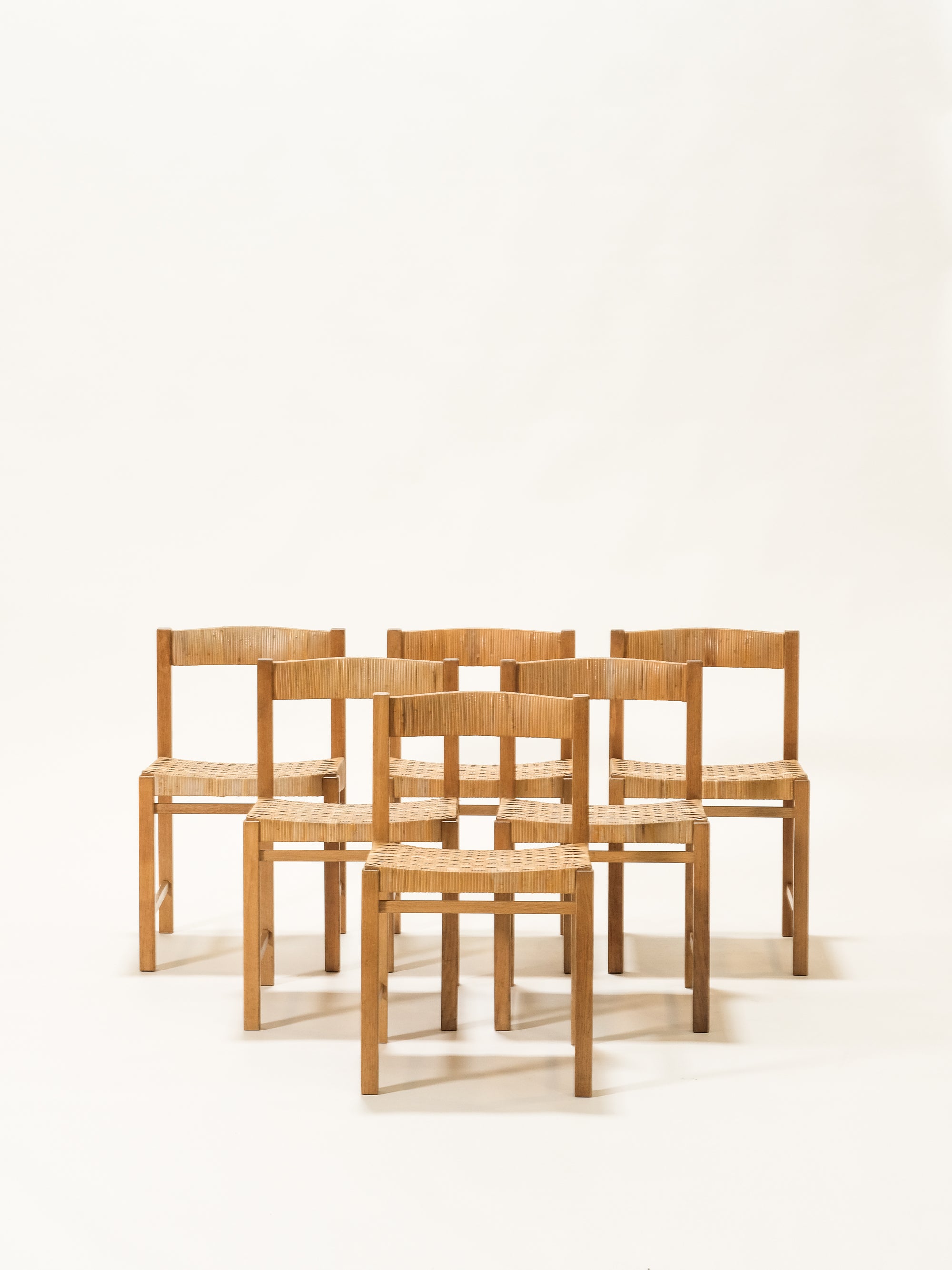 Oak &amp; Woven Cane Dining Chairs by Reino Ruokolainen for Haimi, 1960s, Set of 6