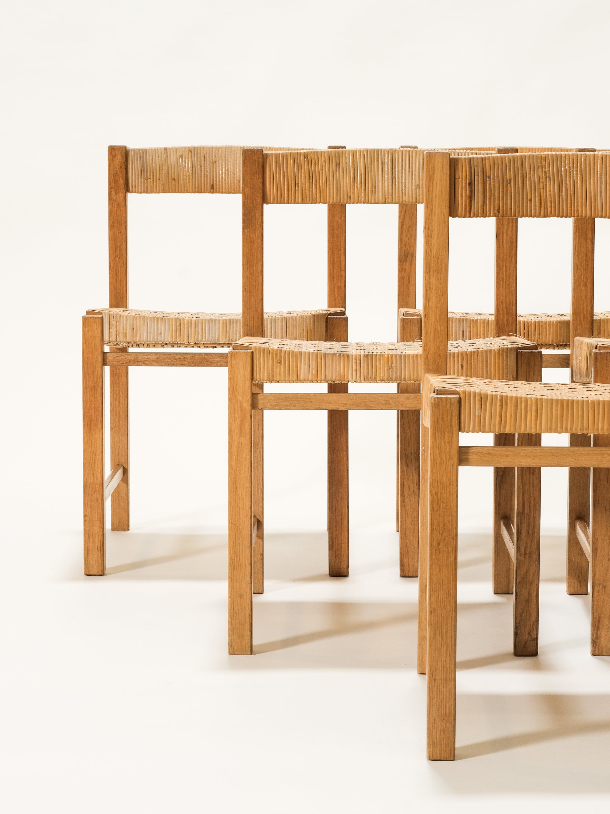 Oak &amp; Woven Cane Dining Chairs by Reino Ruokolainen for Haimi, 1960s, Set of 6