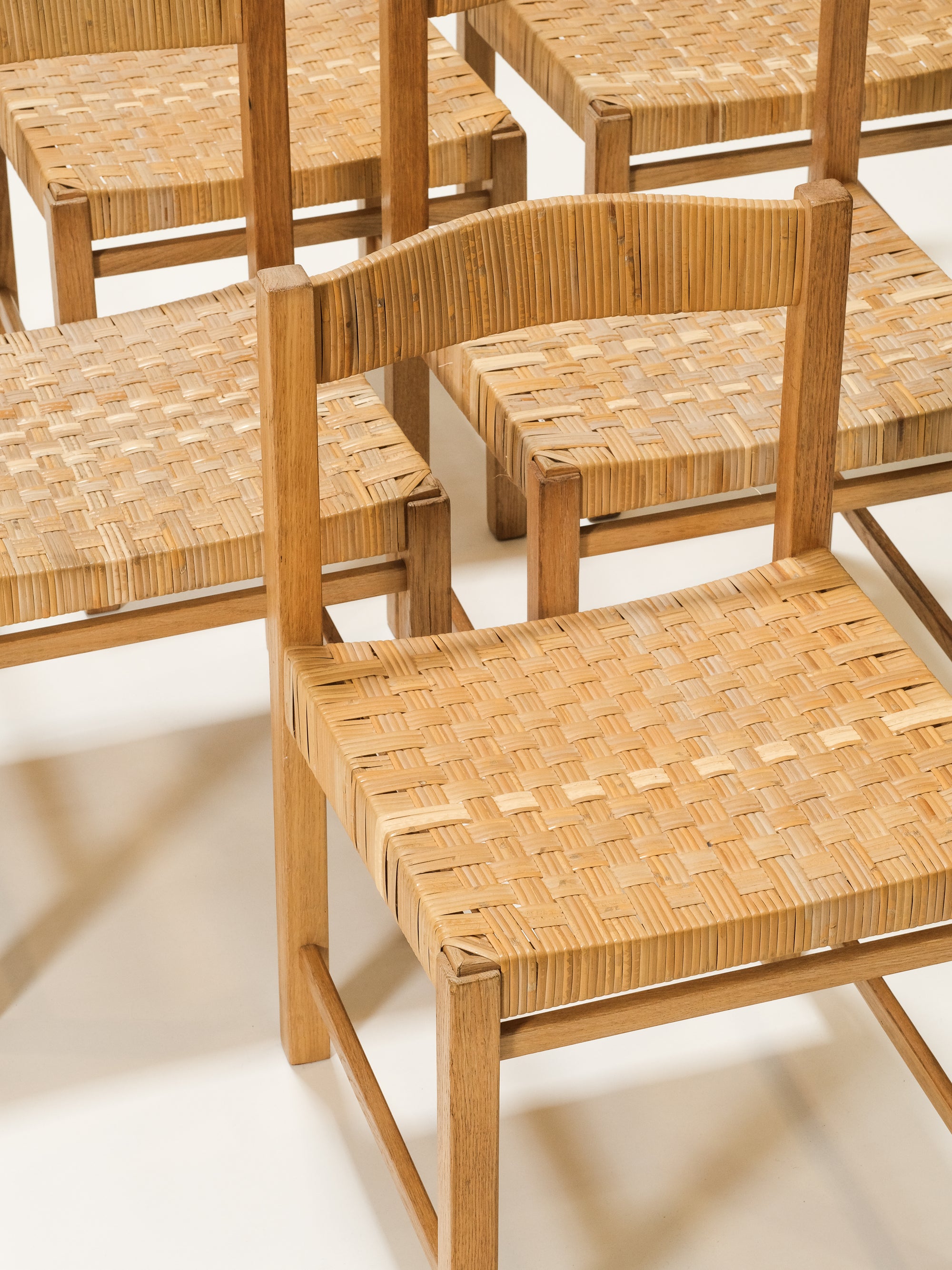 Oak &amp; Woven Cane Dining Chairs by Reino Ruokolainen for Haimi, 1960s, Set of 6