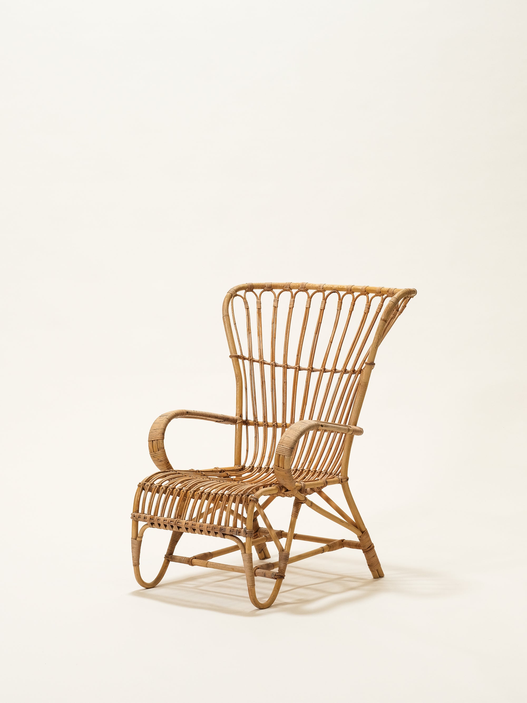 Mid-Century Rattan Lounge Chair