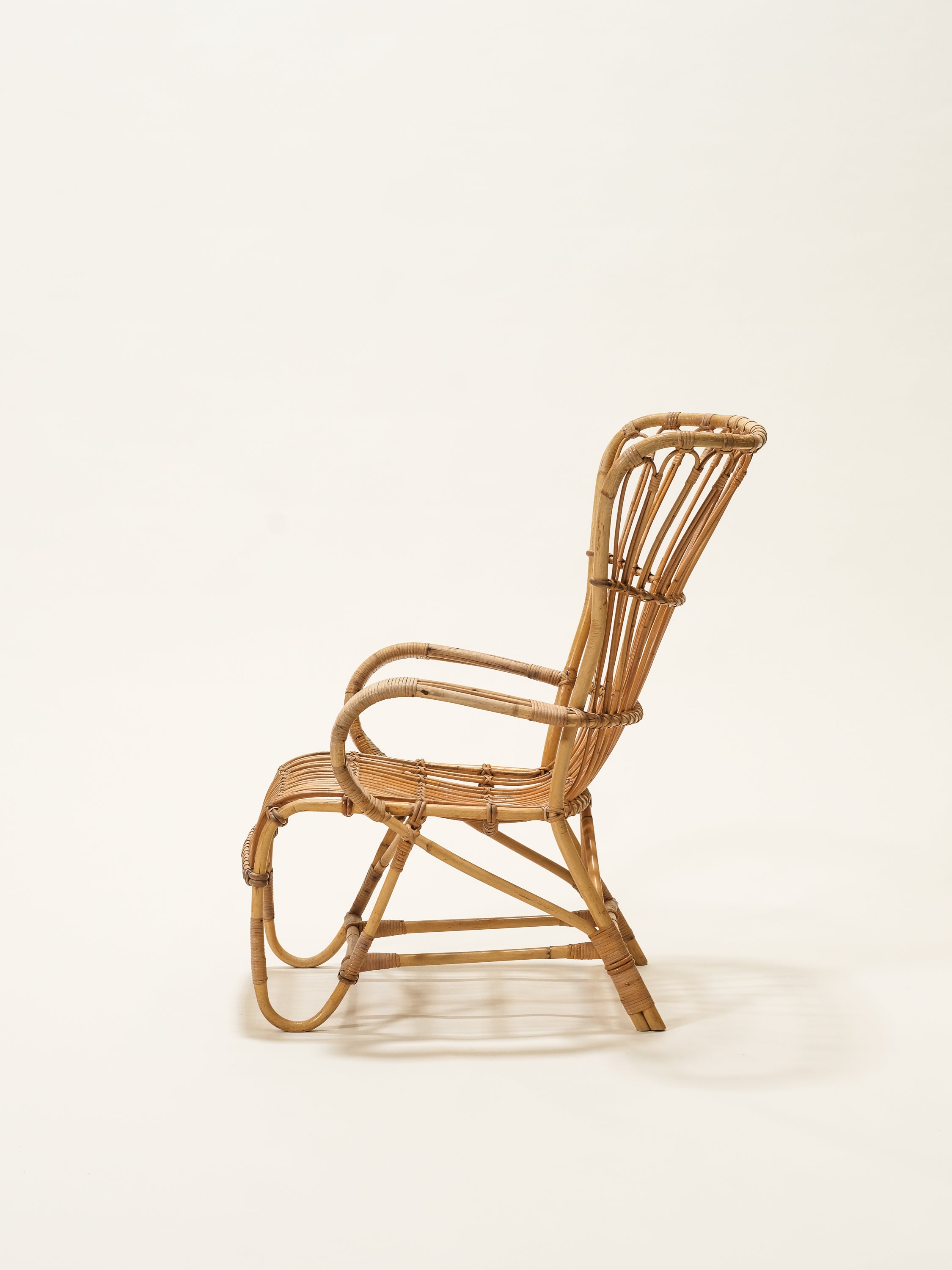 Mid-Century Rattan Lounge Chair