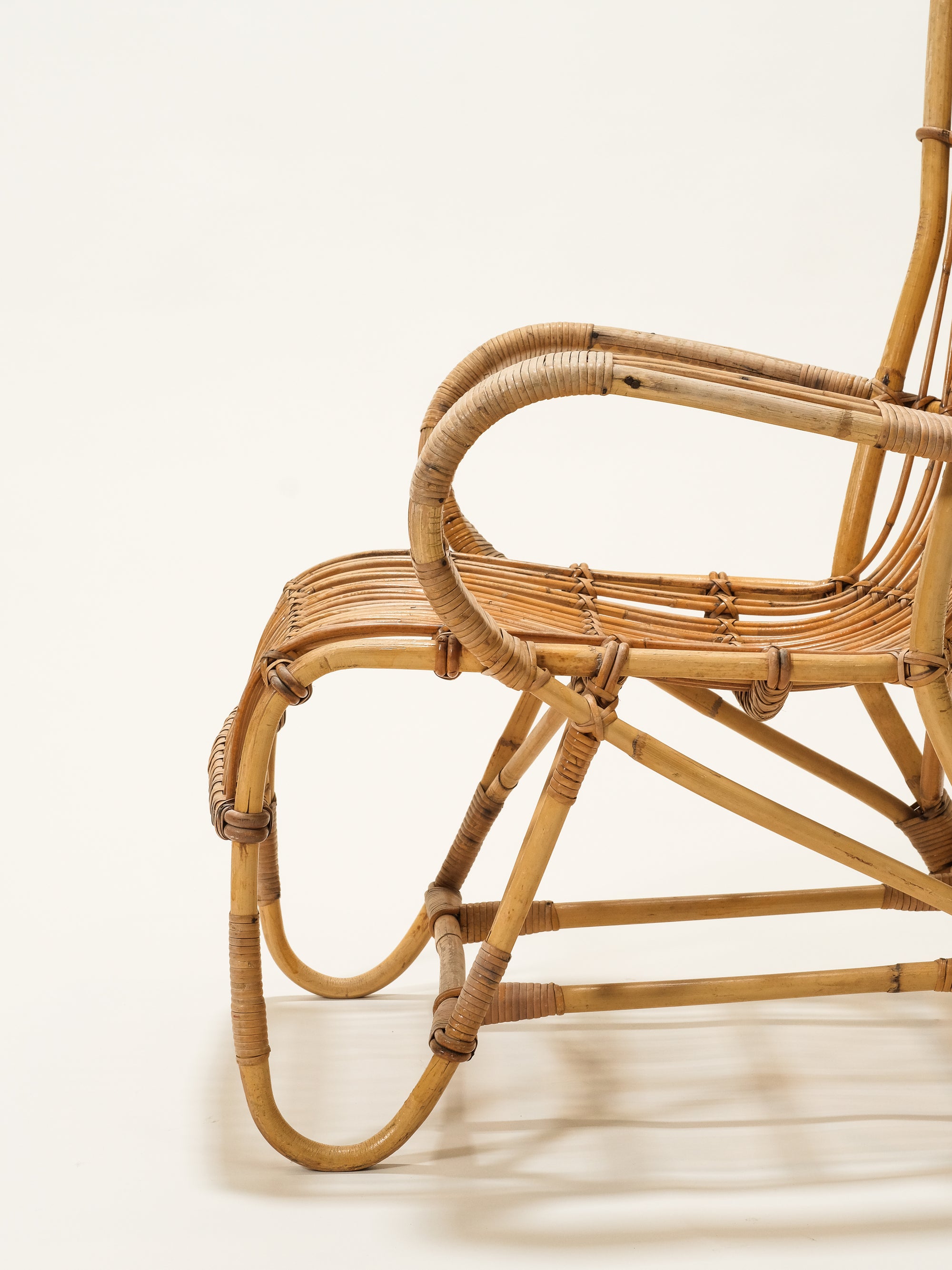 Mid-Century Rattan Lounge Chair