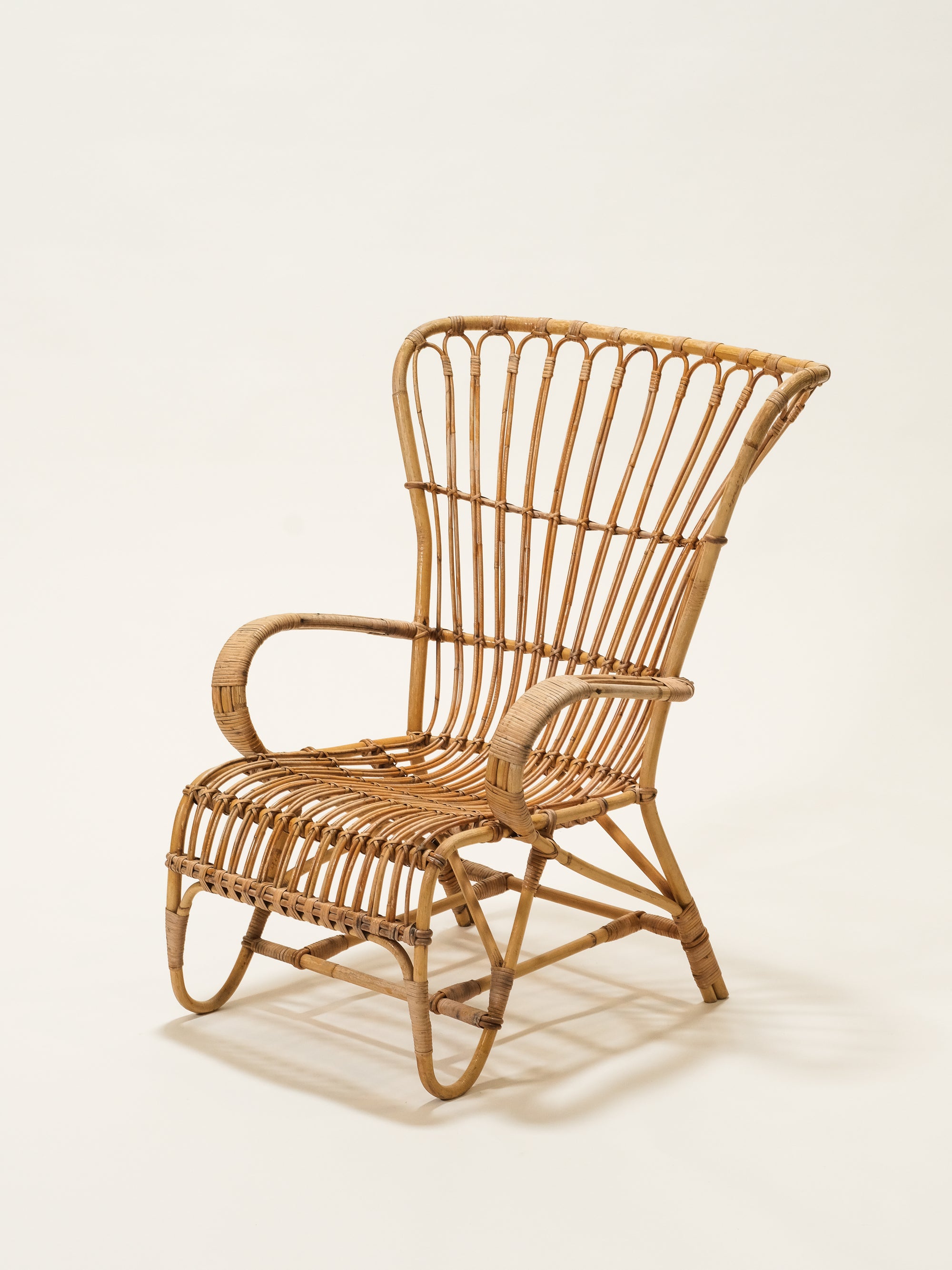 Mid-Century Rattan Lounge Chair