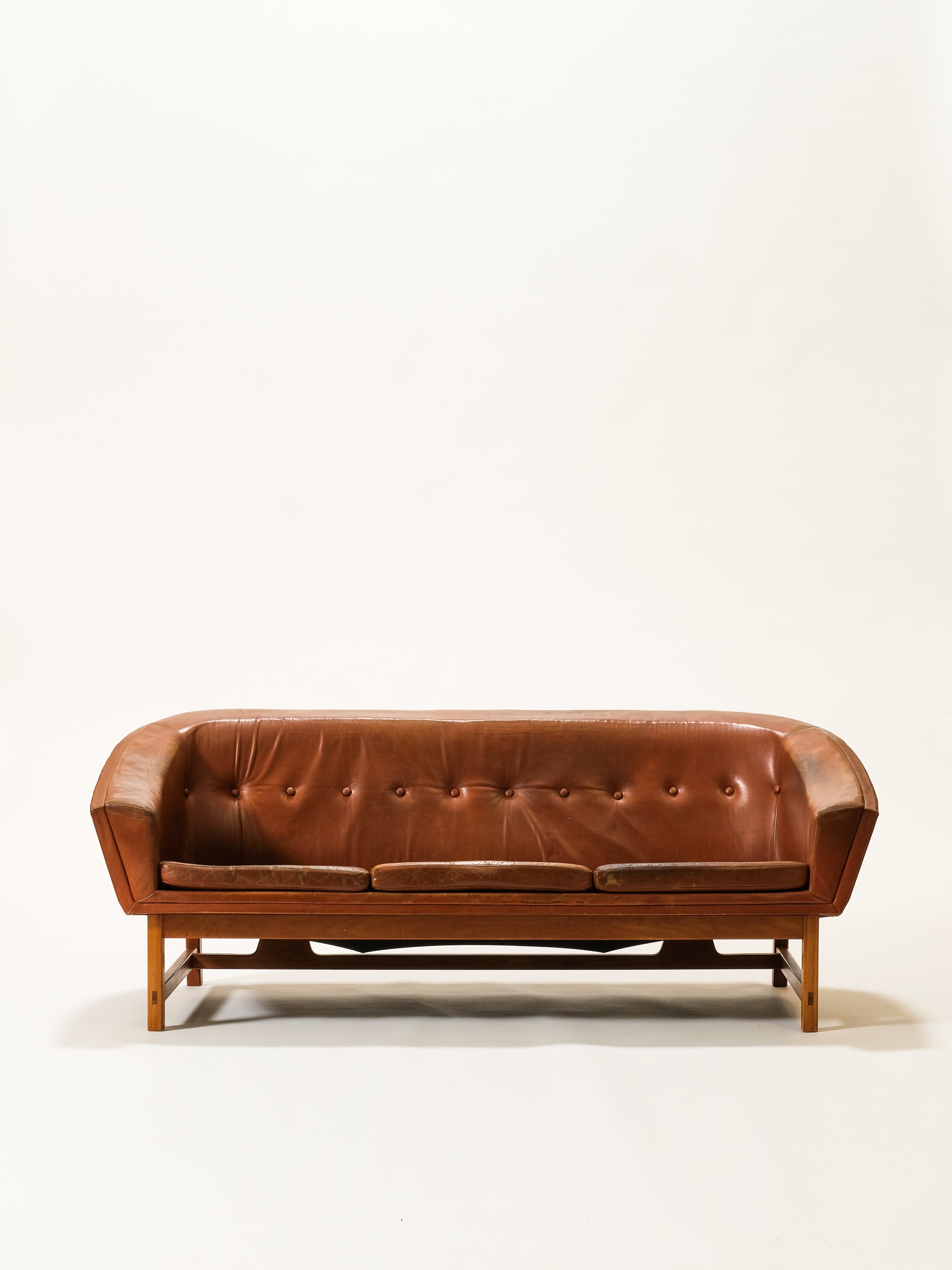 Model "Corona" Leather Sofa by Lennart Bender for Ulferts Möbler, Sweden, 1960s