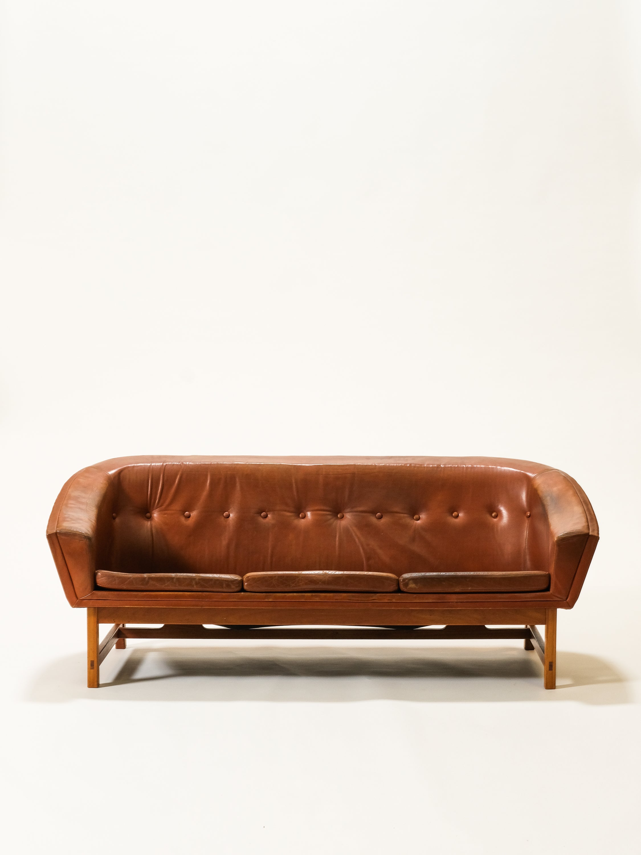 Model "Corona" Leather Sofa by Lennart Bender for Ulferts Möbler, Sweden, 1960s