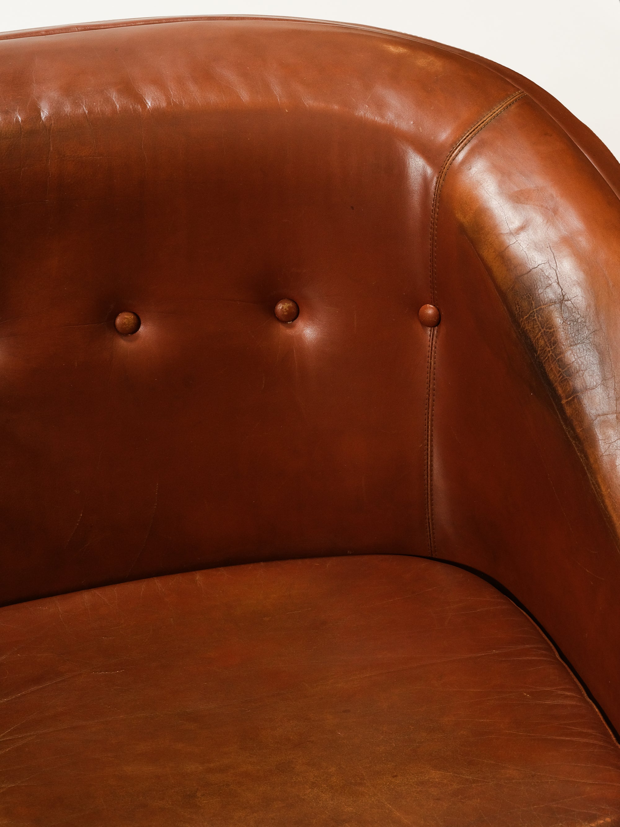Model &quot;Corona&quot; Leather Sofa by Lennart Bender for Ulferts Möbler, Sweden, 1960s