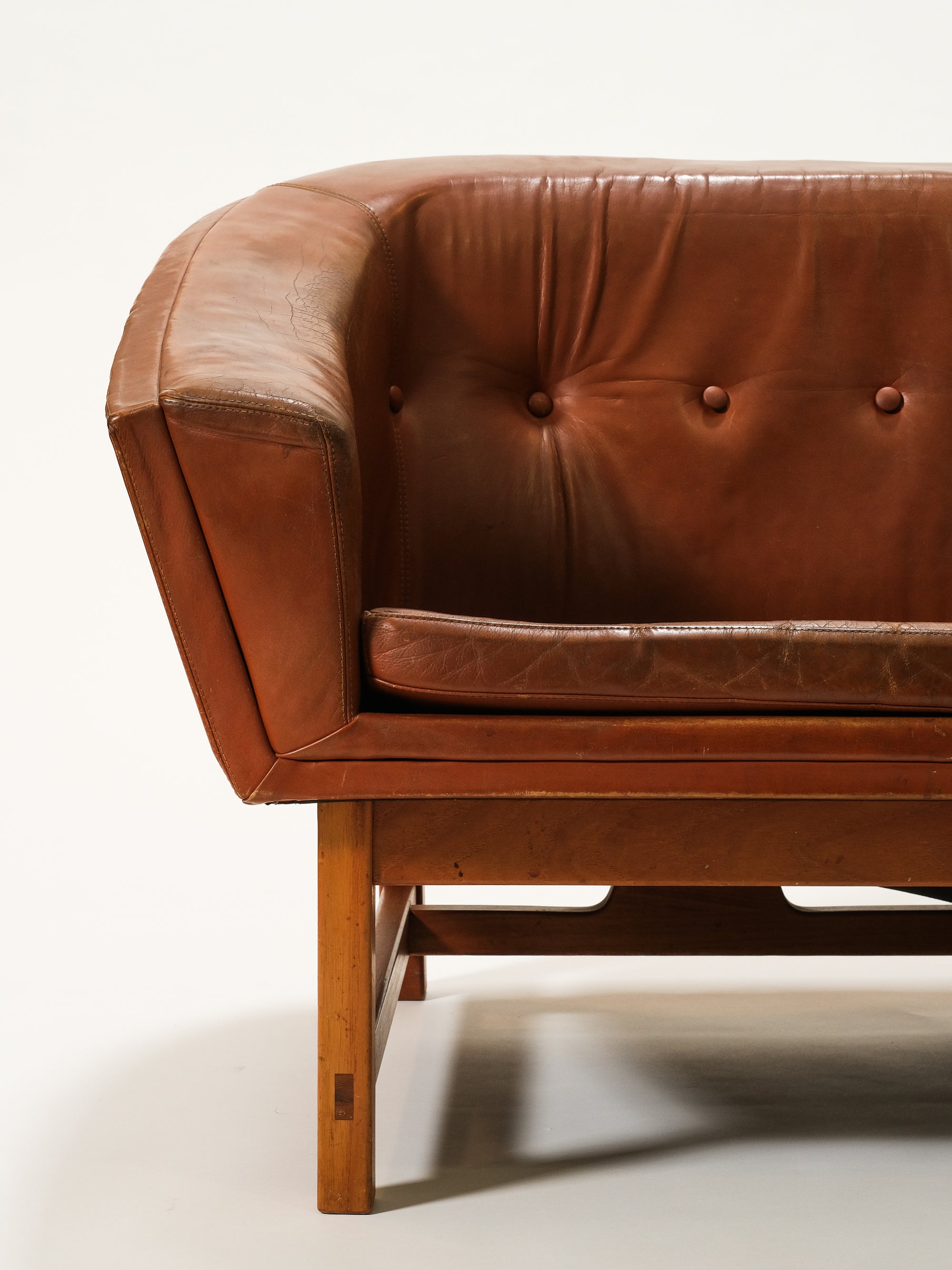 Model &quot;Corona&quot; Leather Sofa by Lennart Bender for Ulferts Möbler, Sweden, 1960s