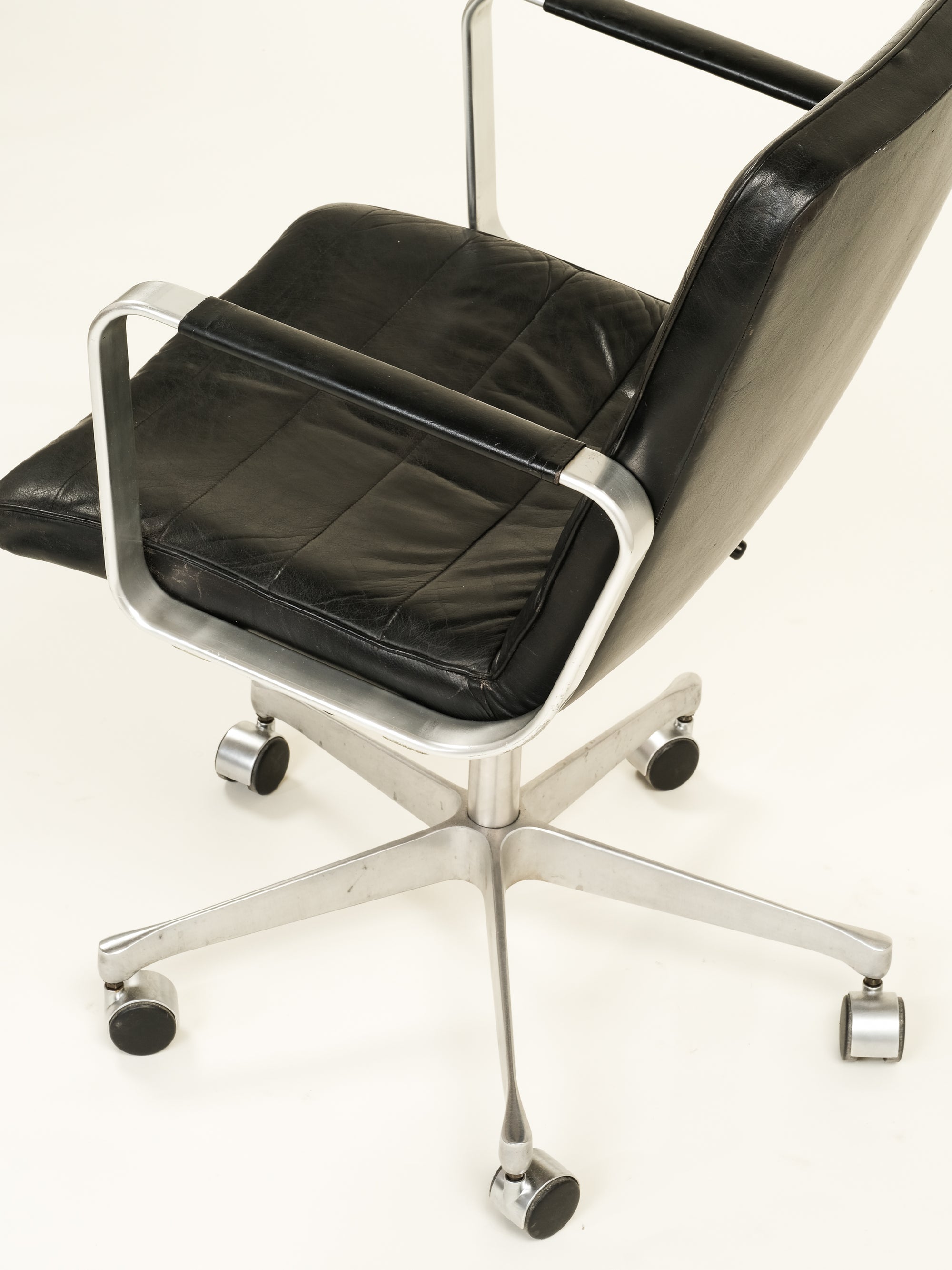 Black Leather Office Chair Model &#39;Mondo&#39; by Karl Erik Ekselius for JOC Vetlanda, 1970s