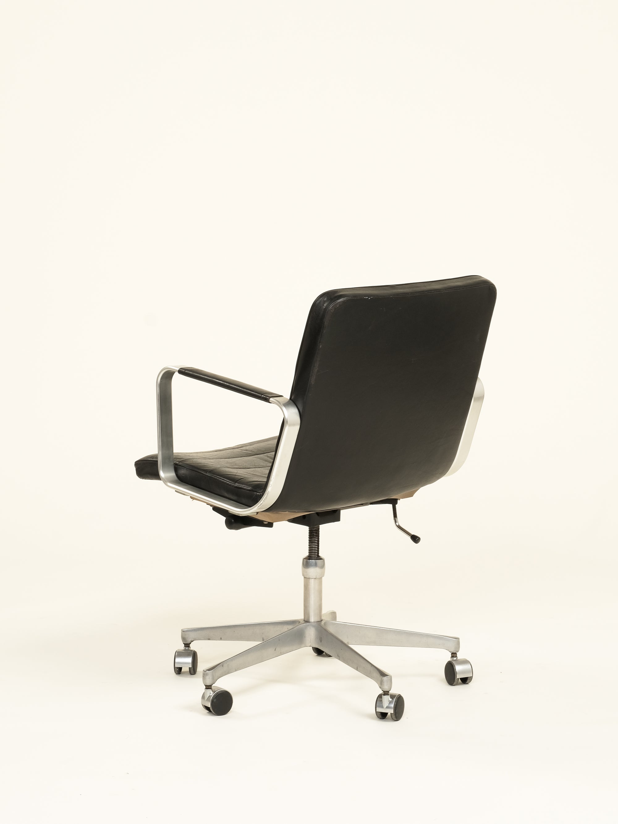 Black Leather Office Chair Model &#39;Mondo&#39; by Karl Erik Ekselius for JOC Vetlanda, 1970s