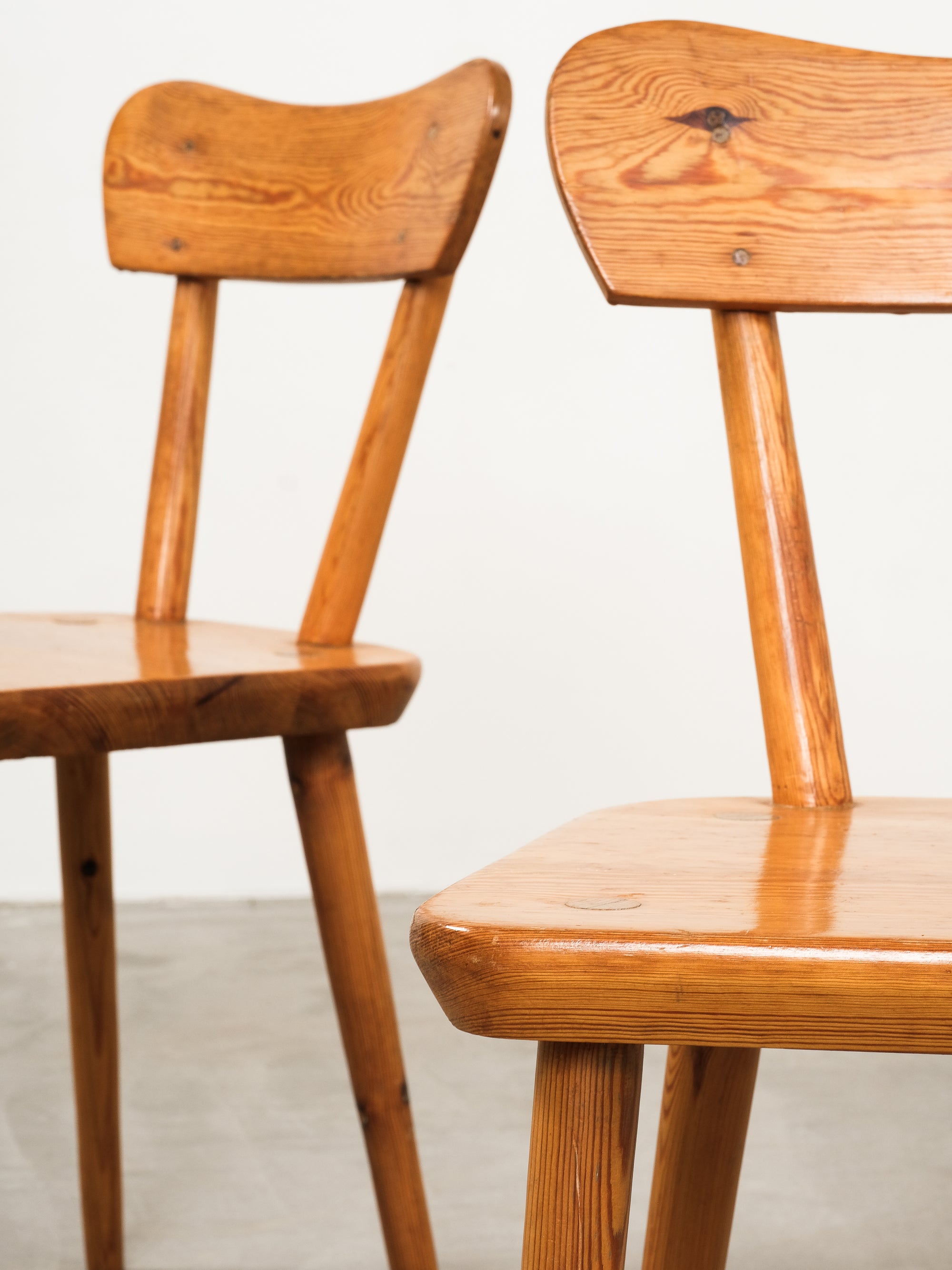 Scandinavian Modern Pine Dining Chairs, 1970s, Set of 4