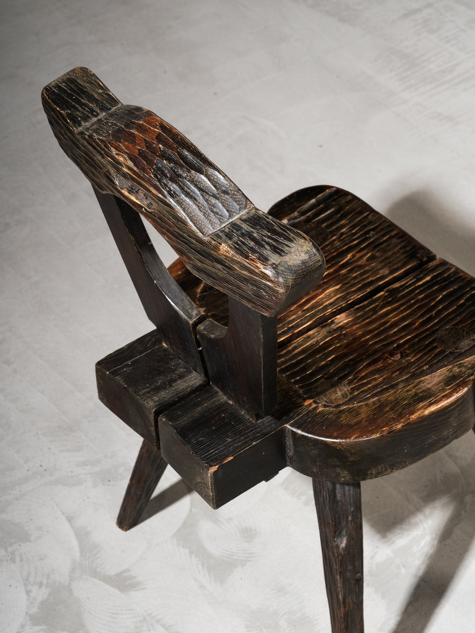 Antique Finnish Folk Art Rustic Pine Chair