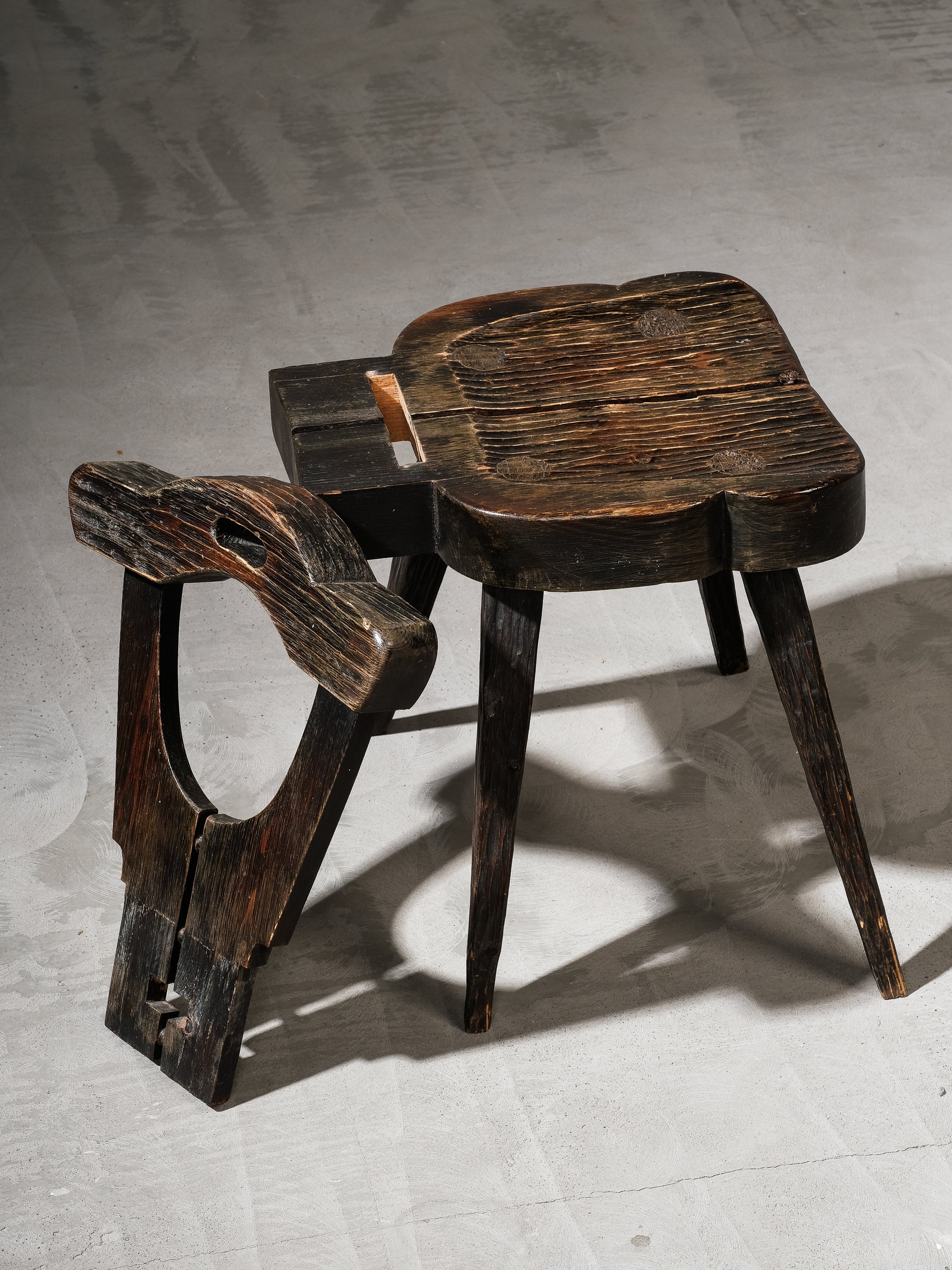 Antique Finnish Folk Art Rustic Pine Chair