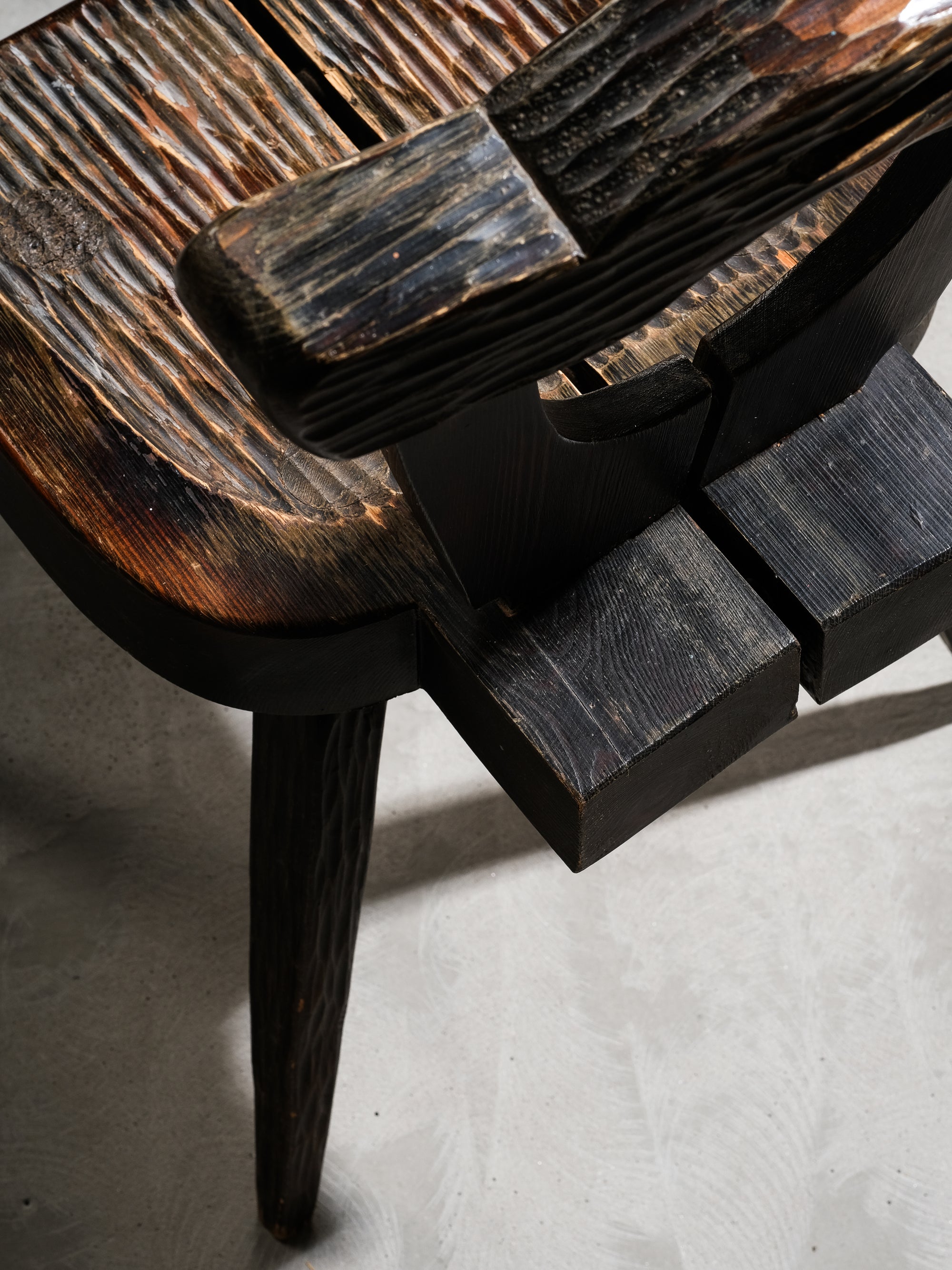 Antique Finnish Folk Art Rustic Pine Chair