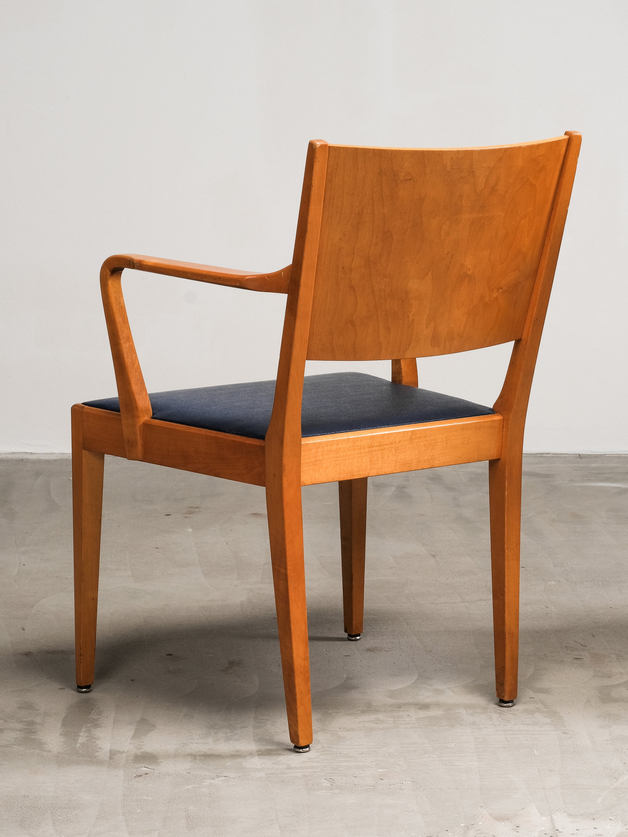 Birch Armchairs with Blue Faux Leather Upholstery, Sweden, 1940s