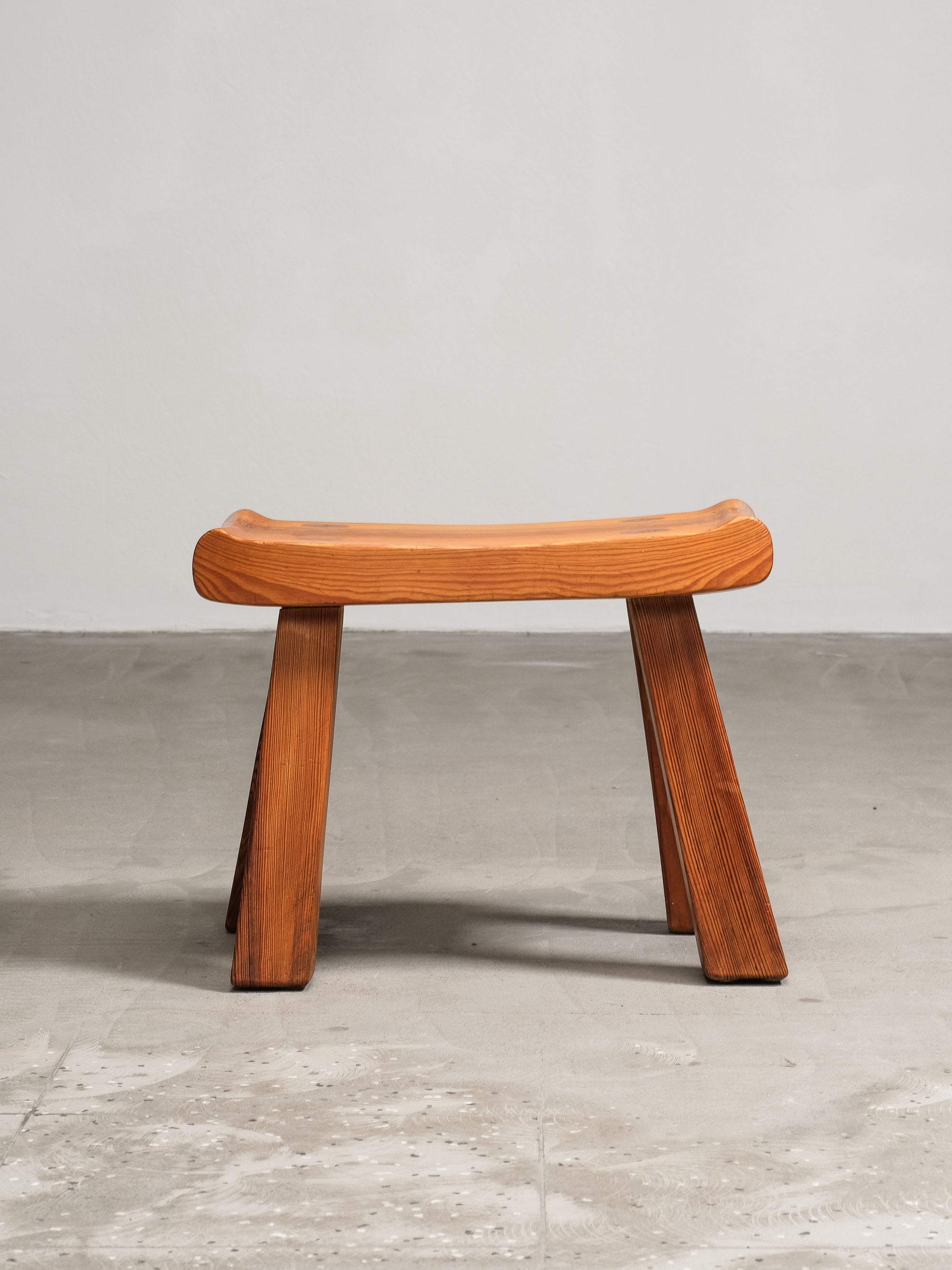 Swedish Mid-Century Solid Pine Stool, 1950s