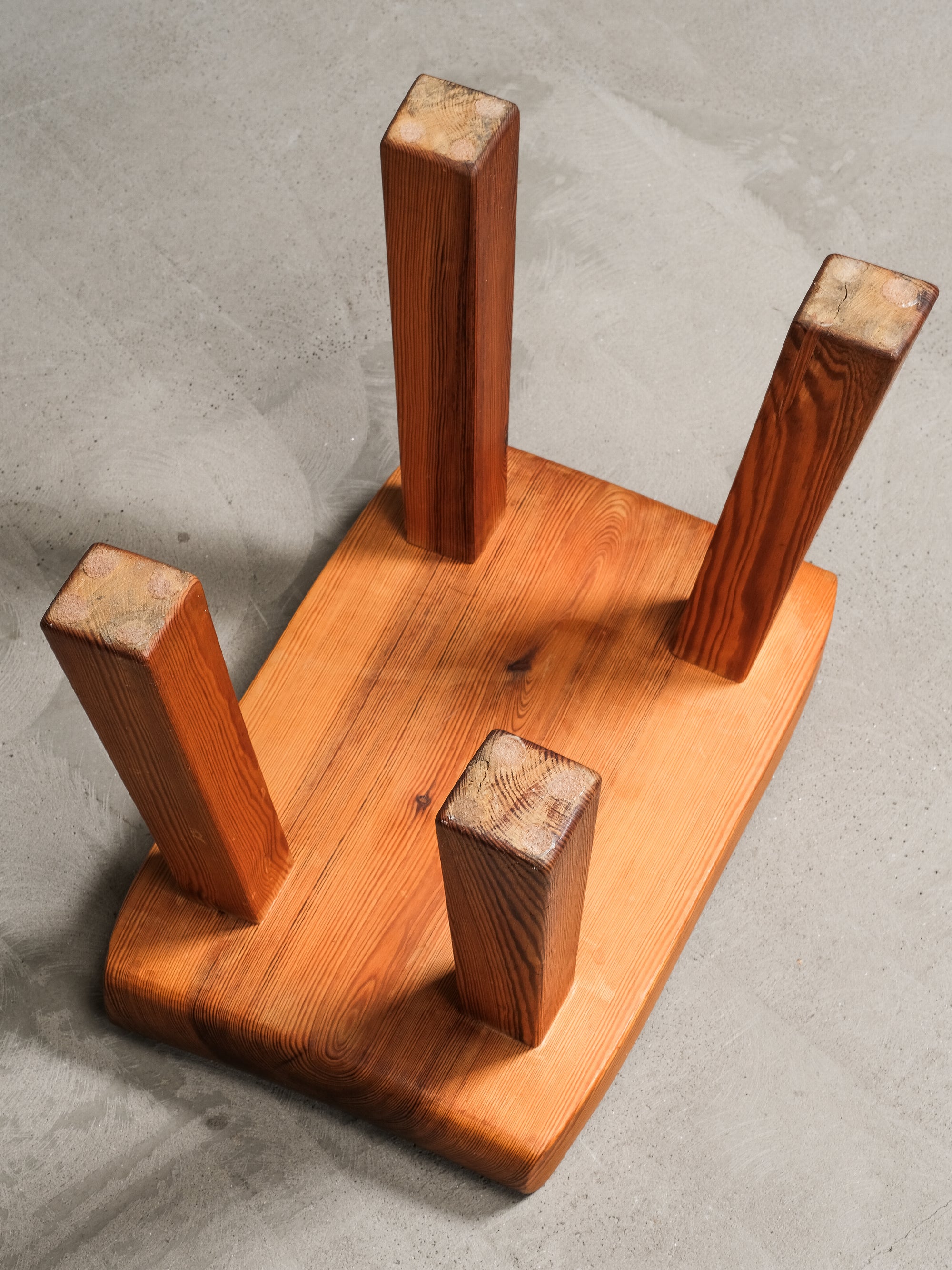 Swedish Mid-Century Solid Pine Stool, 1950s