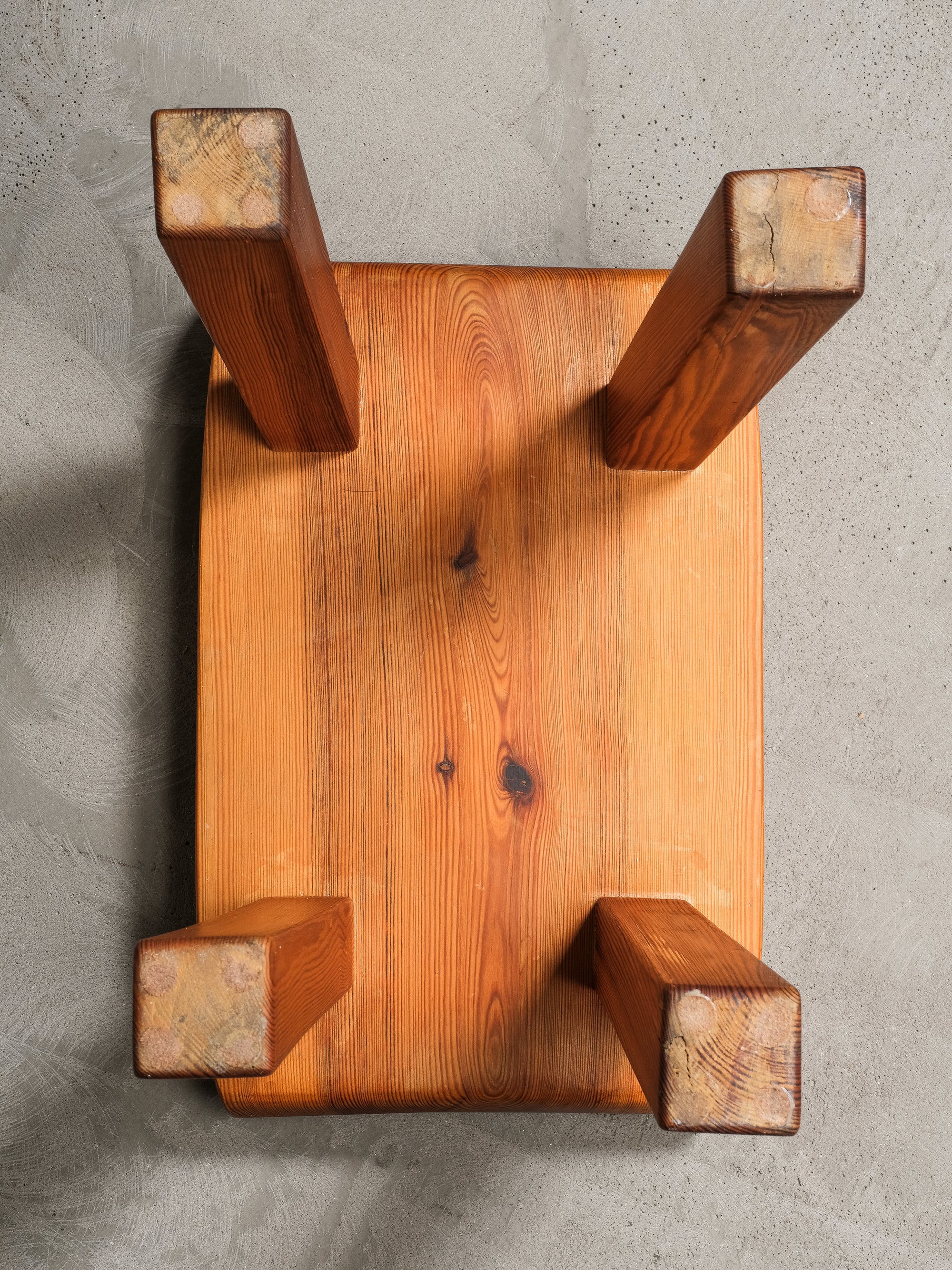 Swedish Mid-Century Solid Pine Stool, 1950s