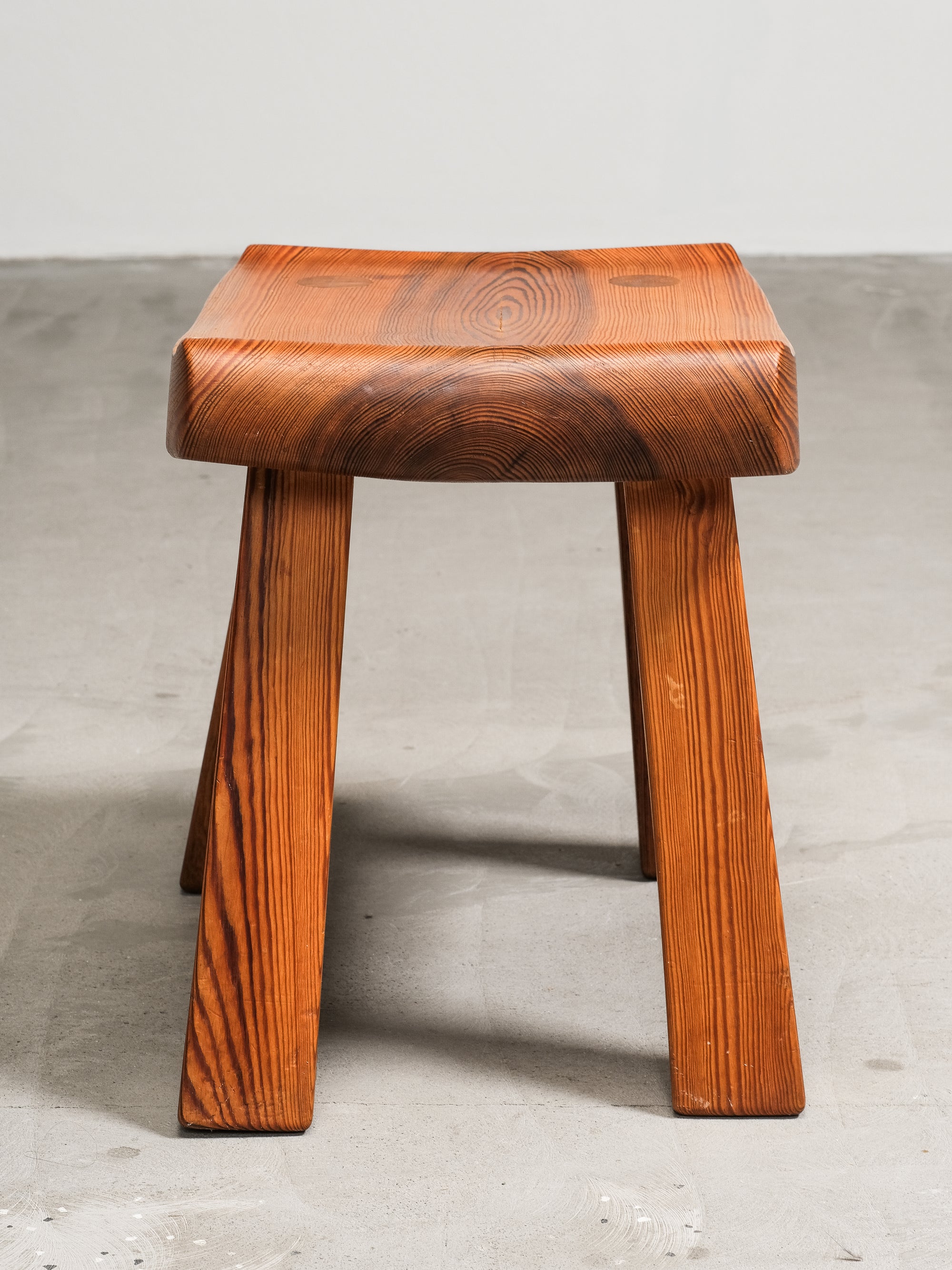 Swedish Mid-Century Solid Pine Stool, 1950s