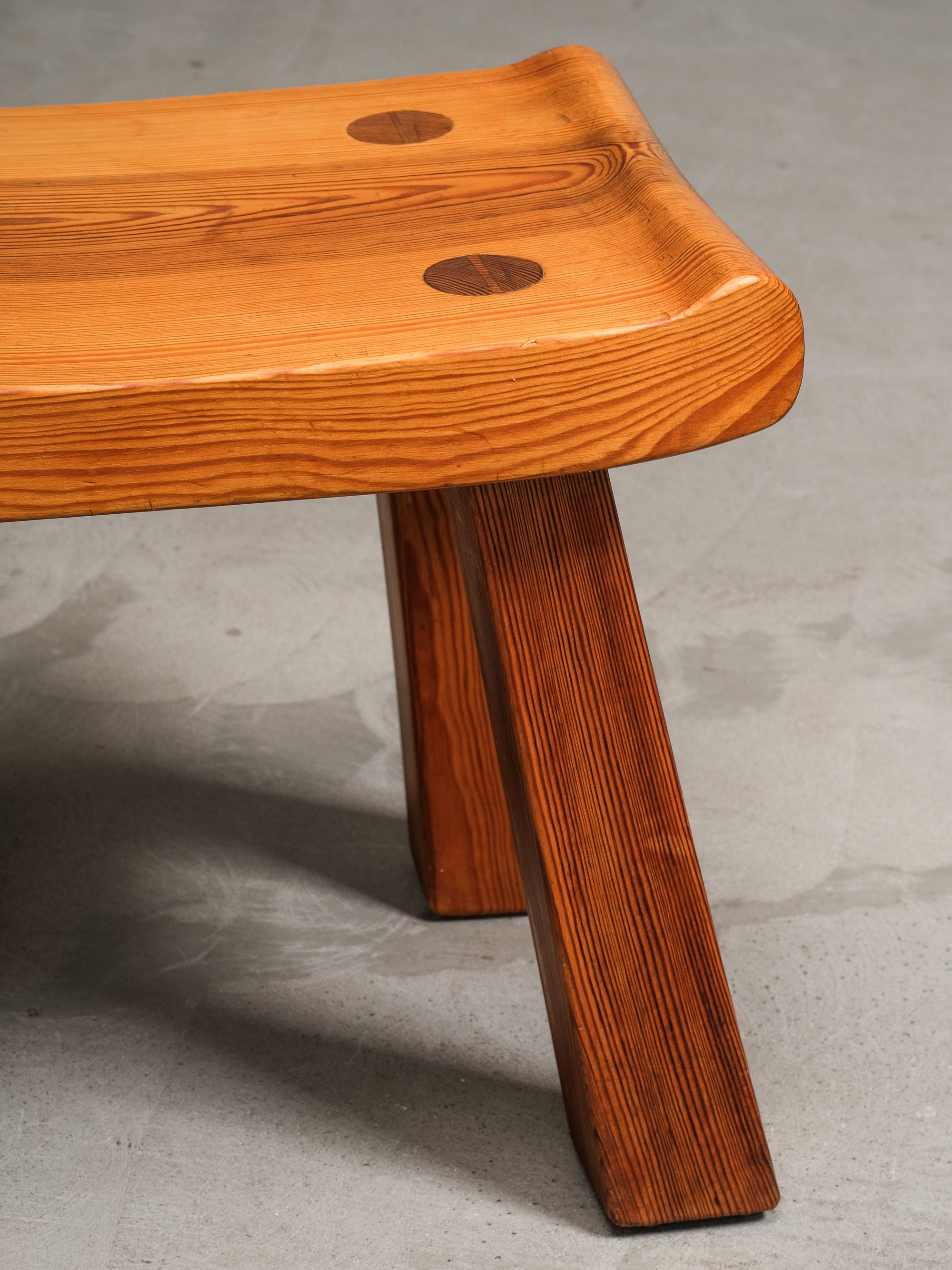 Swedish Mid-Century Solid Pine Stool, 1950s