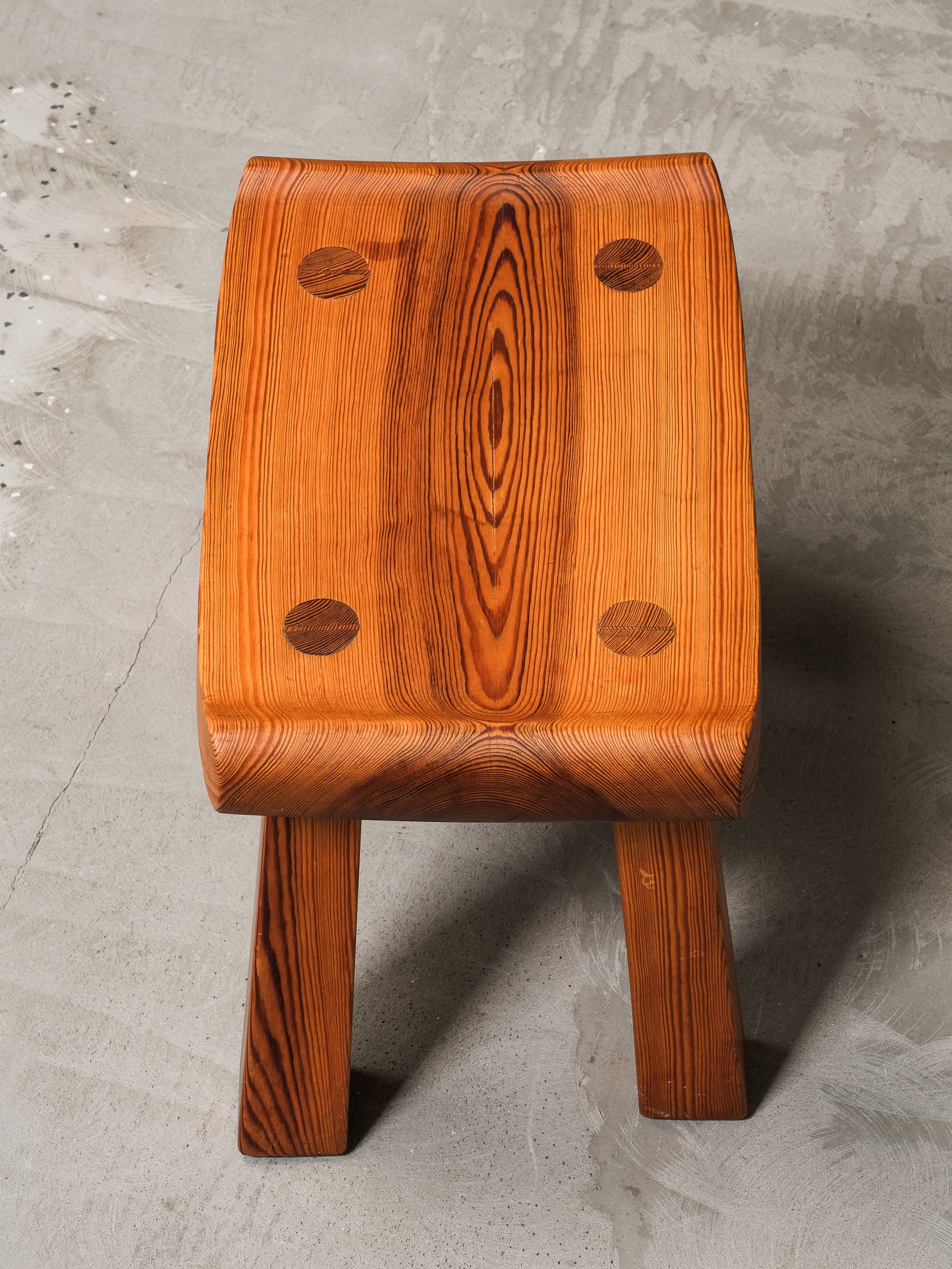 Swedish Mid-Century Solid Pine Stool, 1950s