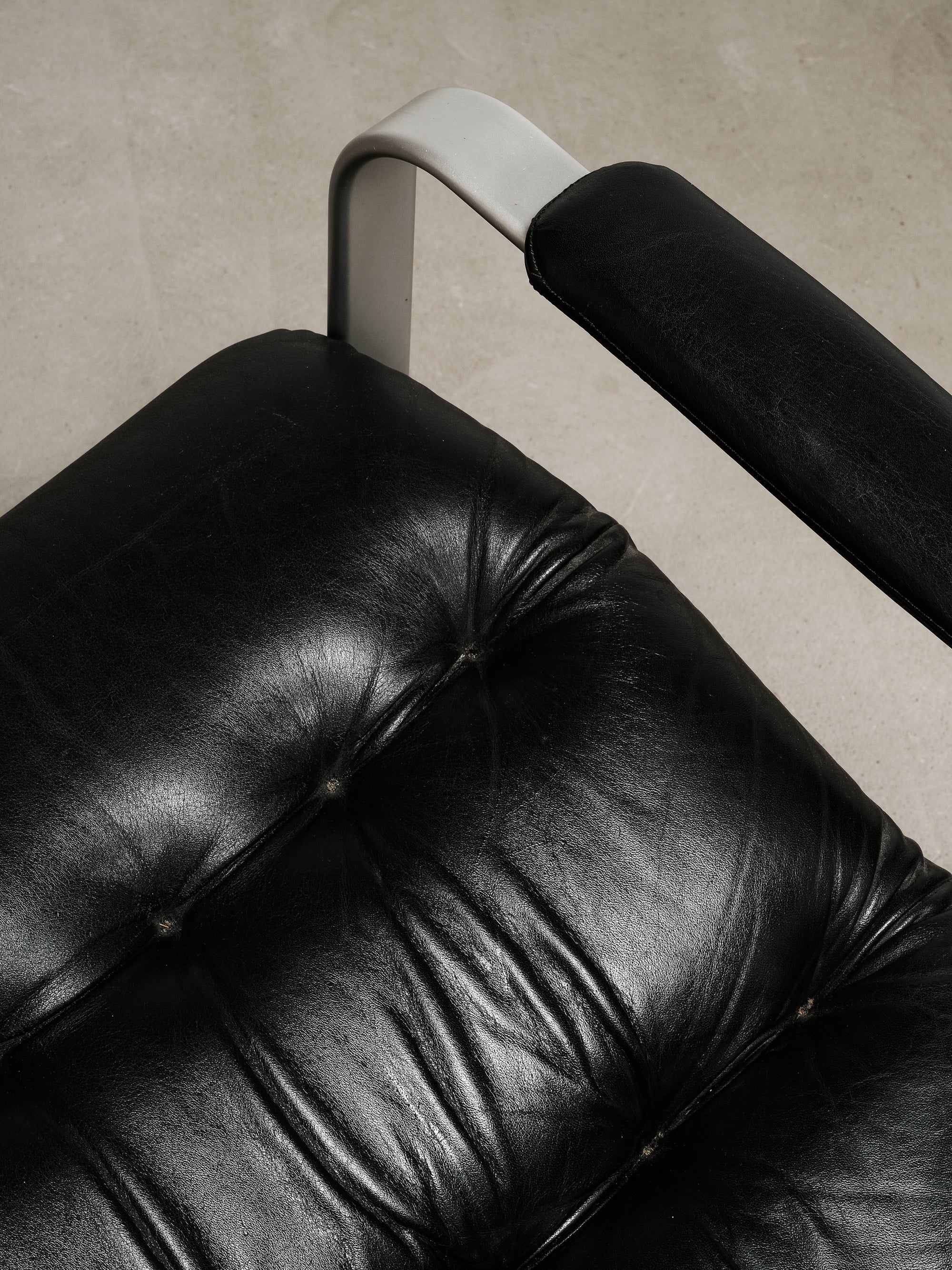 Pair of Leather and Aluminium Lounge Chairs, Sweden, 1970’s