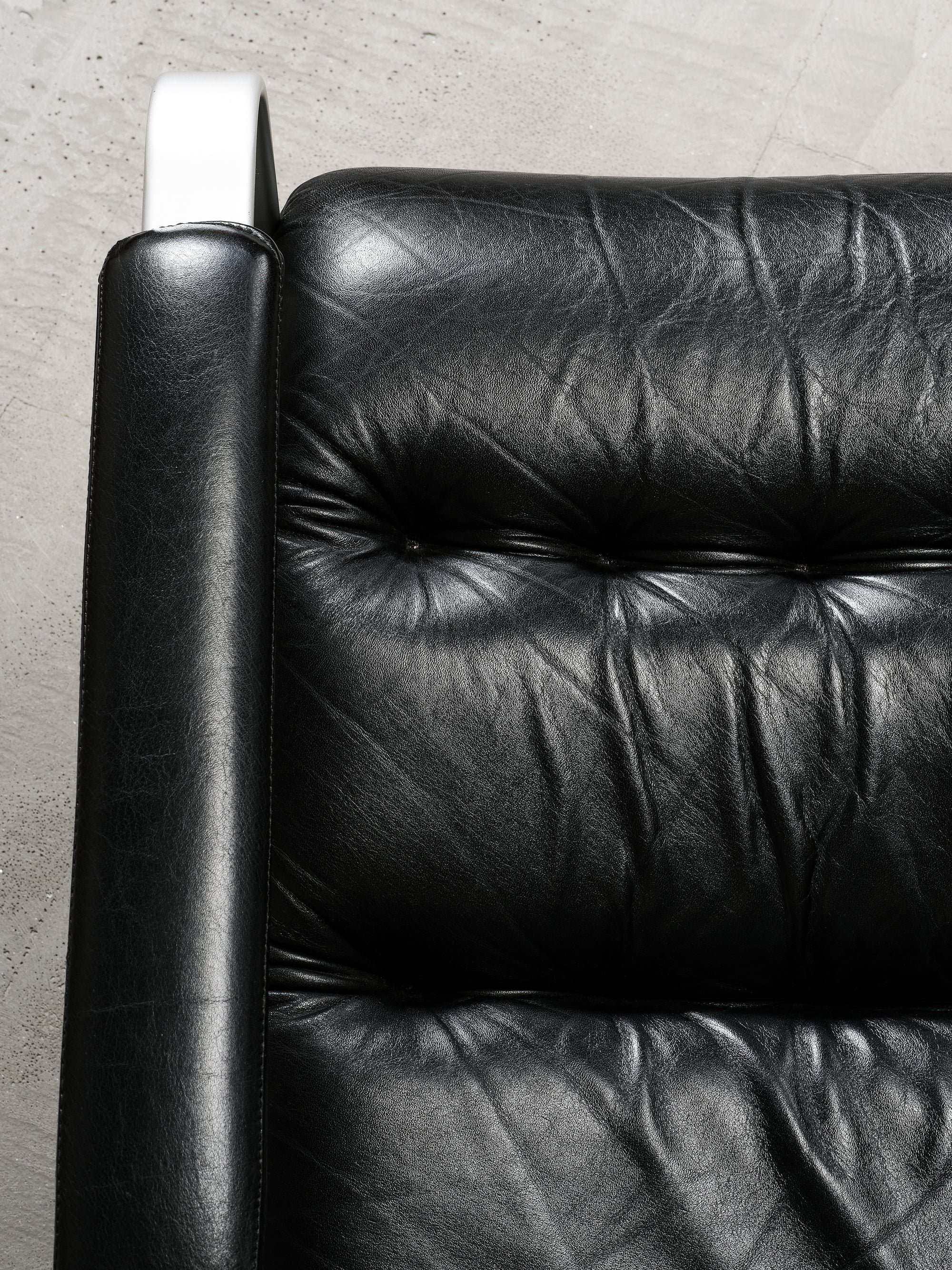 Pair of Leather and Aluminium Lounge Chairs, Sweden, 1970’s