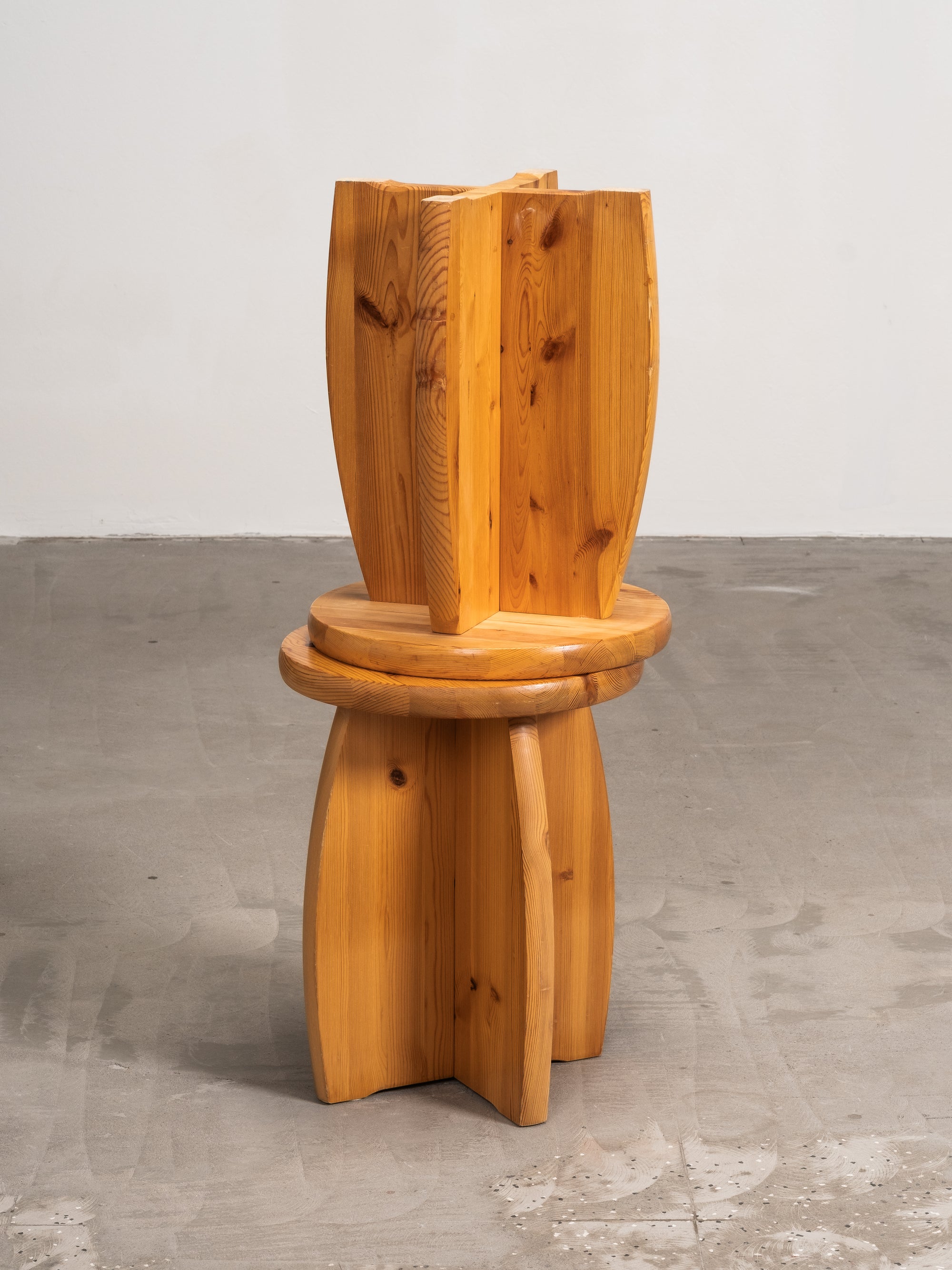 Pair of Pine Stools, Brutalist Style, Sweden, 1970s