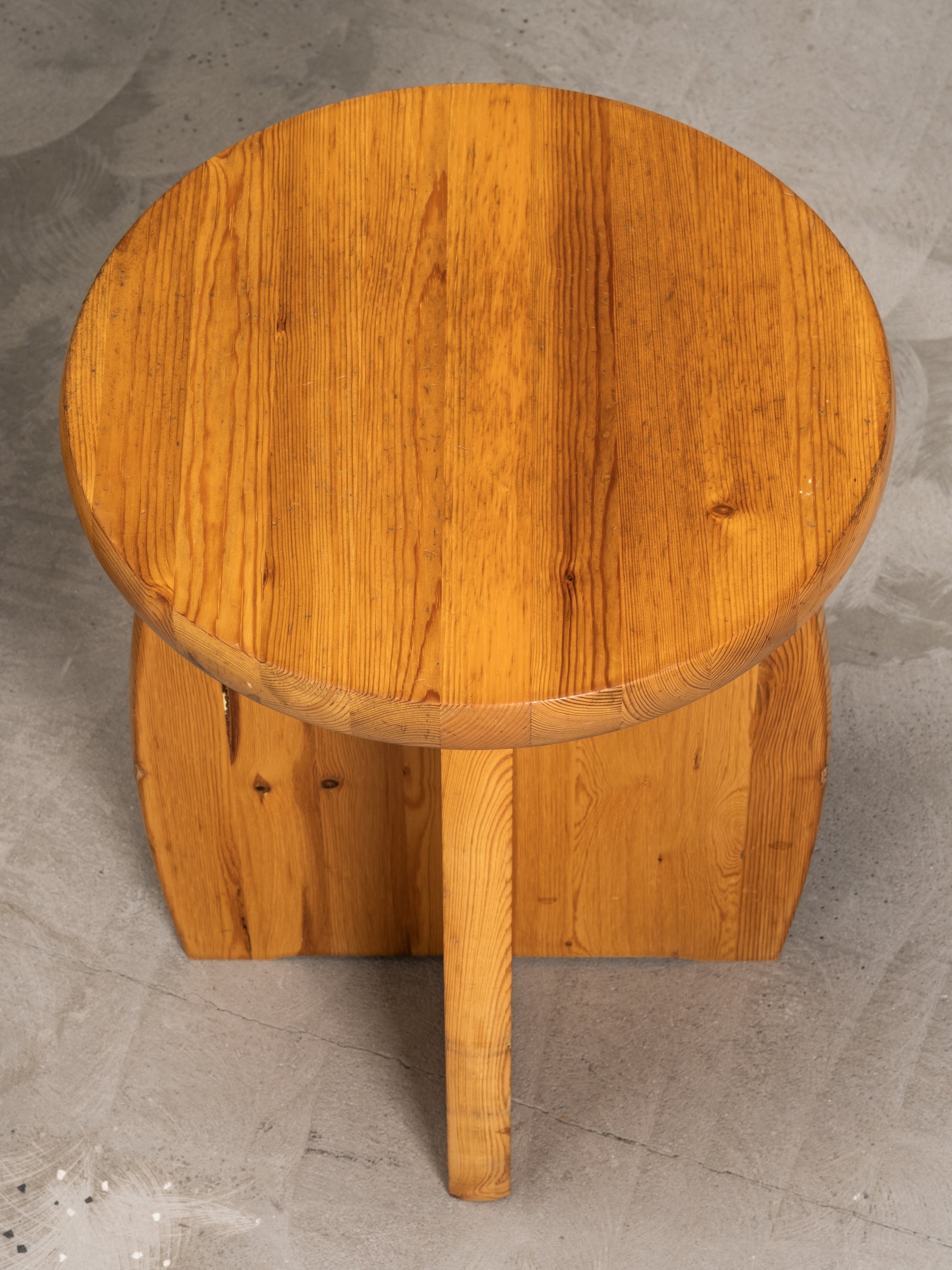 Pair of Pine Stools, Brutalist Style, Sweden, 1970s