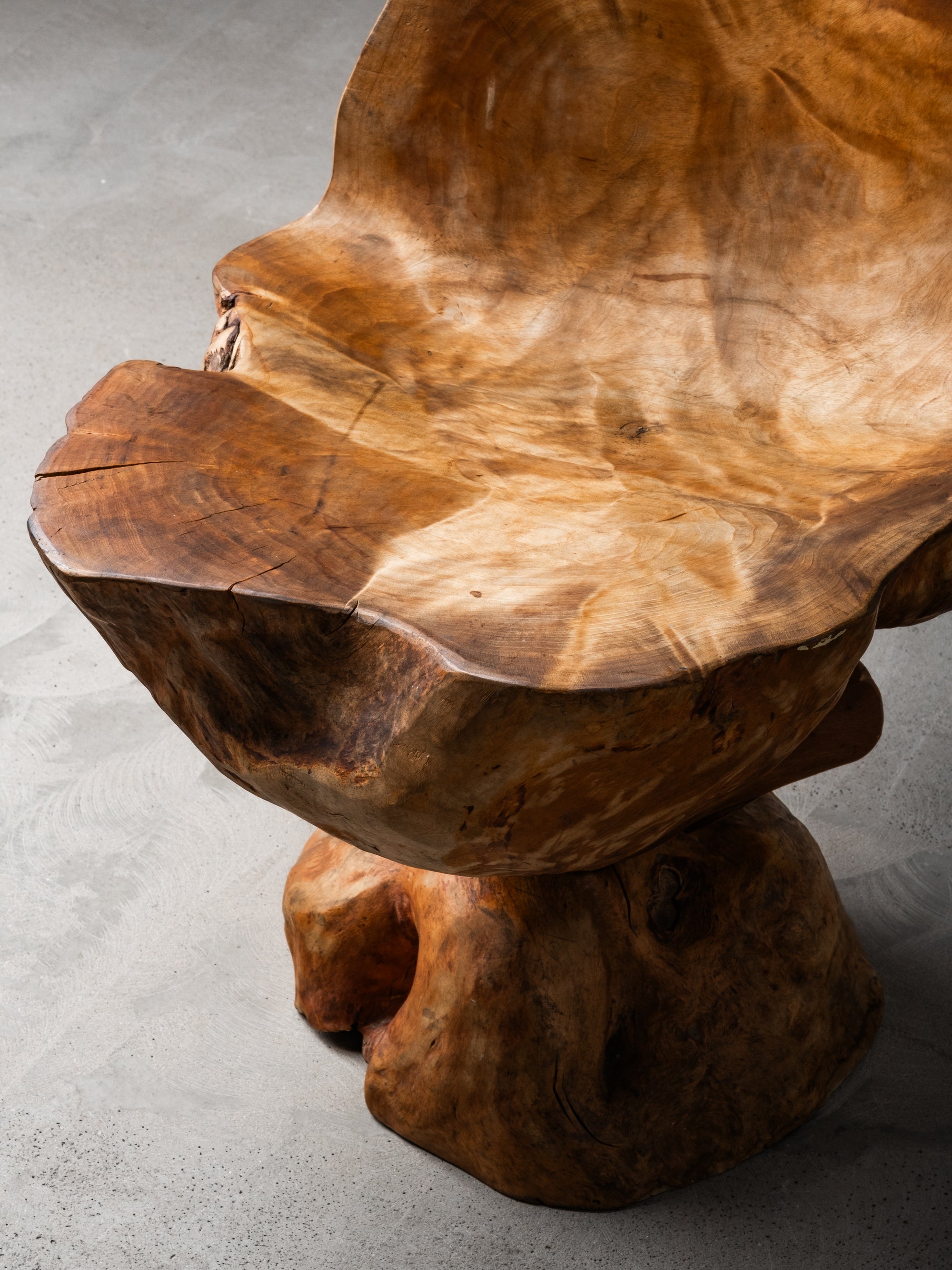 Finnish Handmade Folk Art Burl Wood Chair, Mid-20th Century