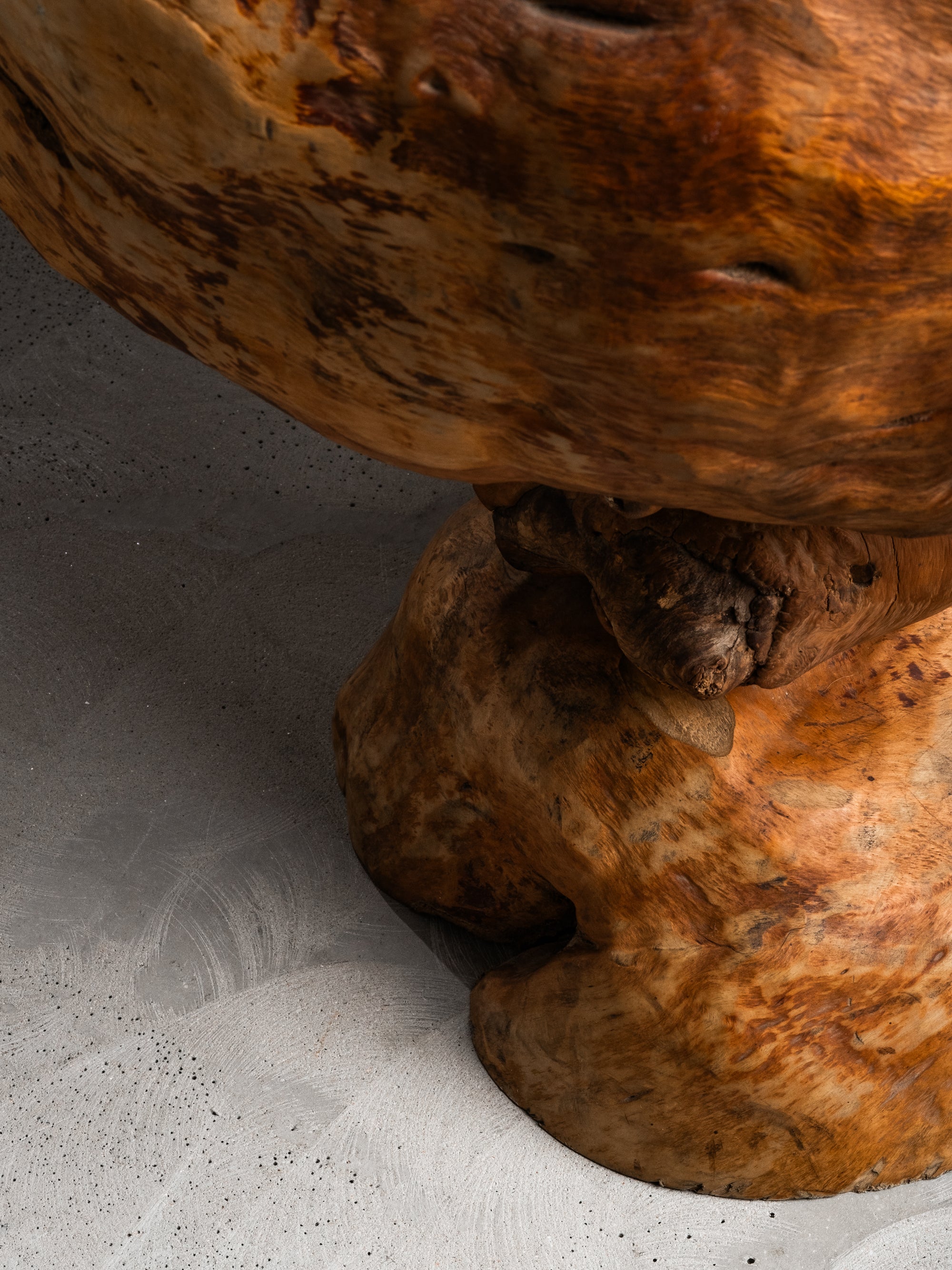 Finnish Handmade Folk Art Burl Wood Chair, Mid-20th Century