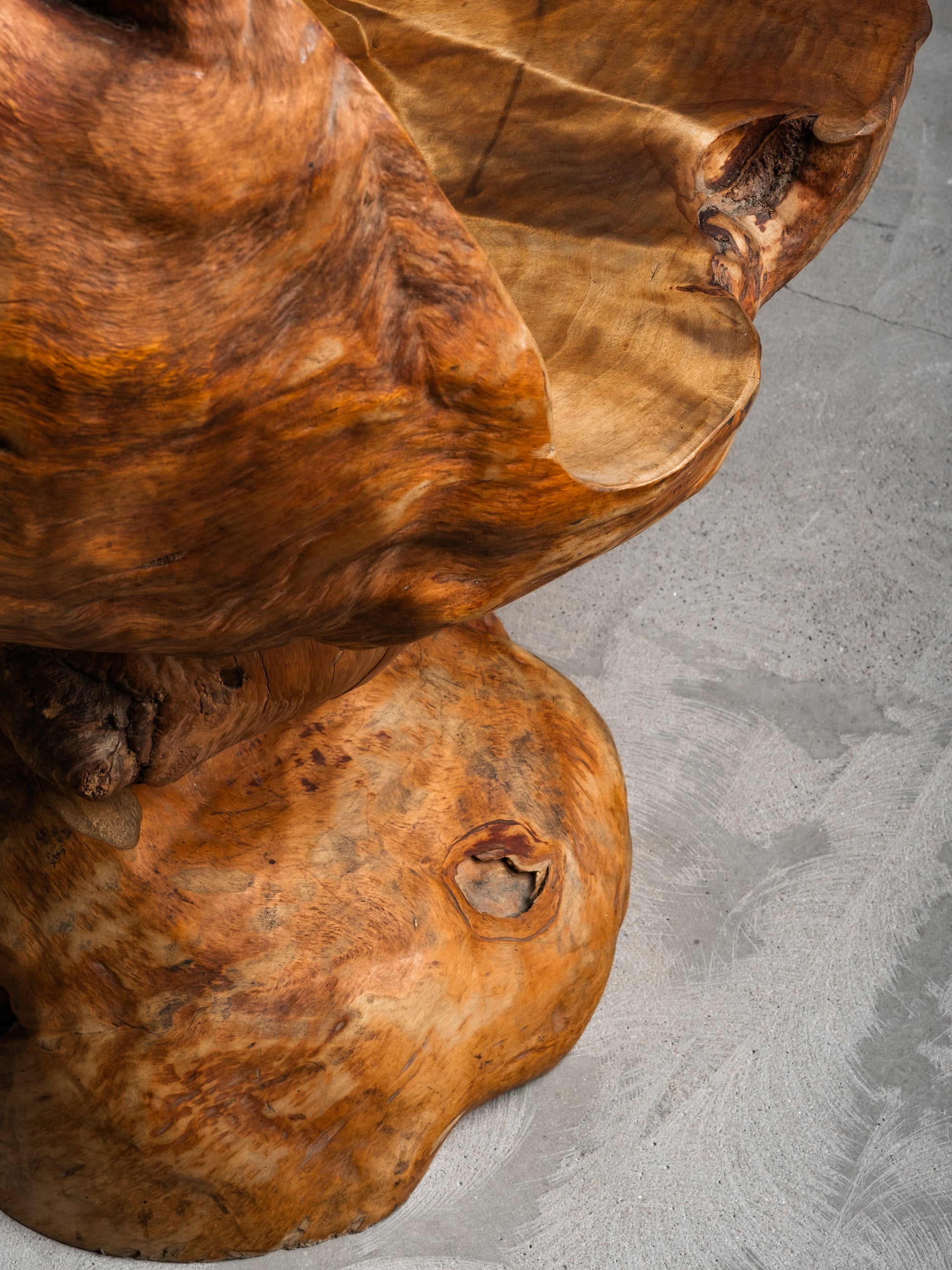 Finnish Handmade Folk Art Burl Wood Chair, Mid-20th Century