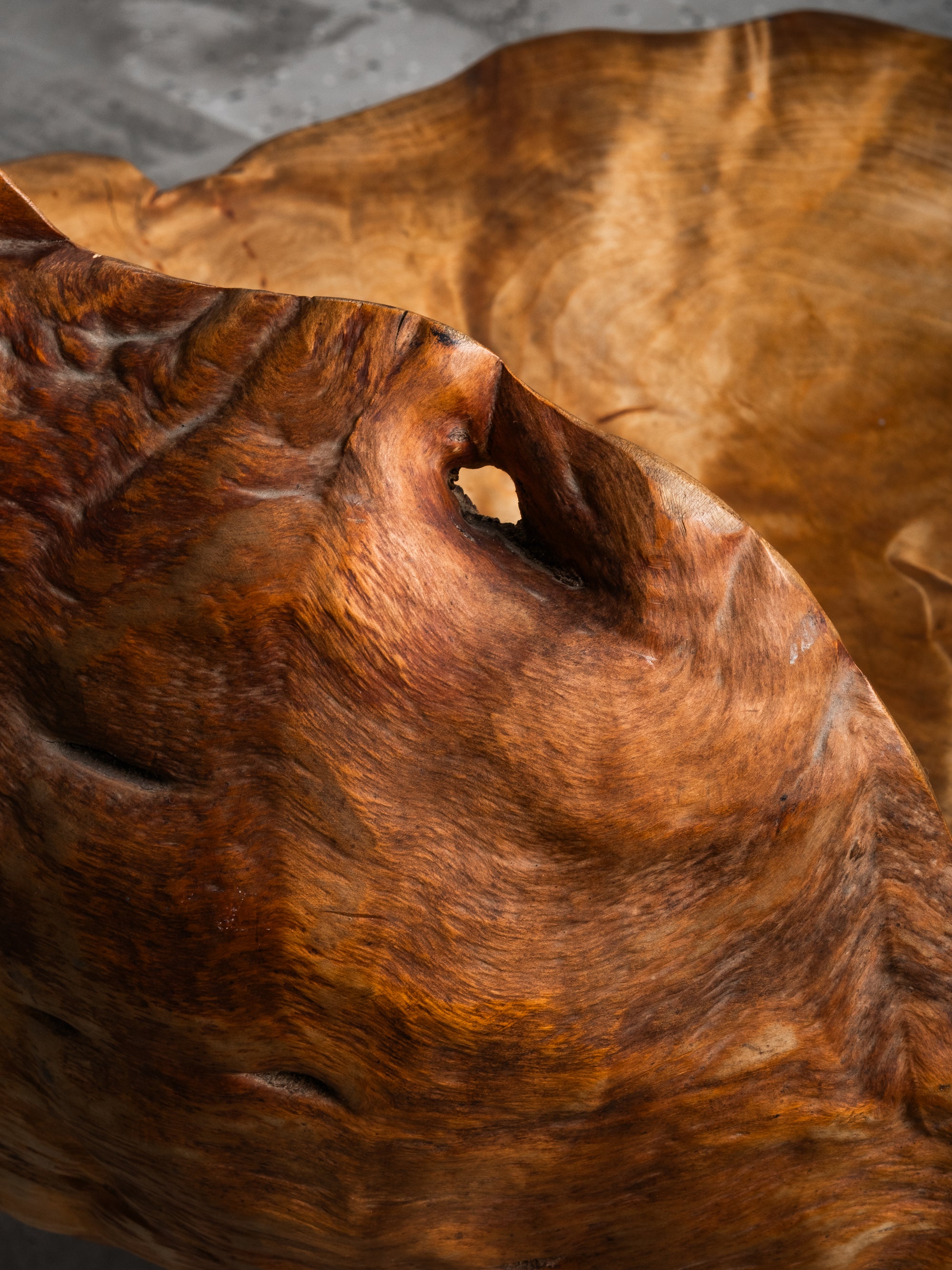 Finnish Handmade Folk Art Burl Wood Chair, Mid-20th Century