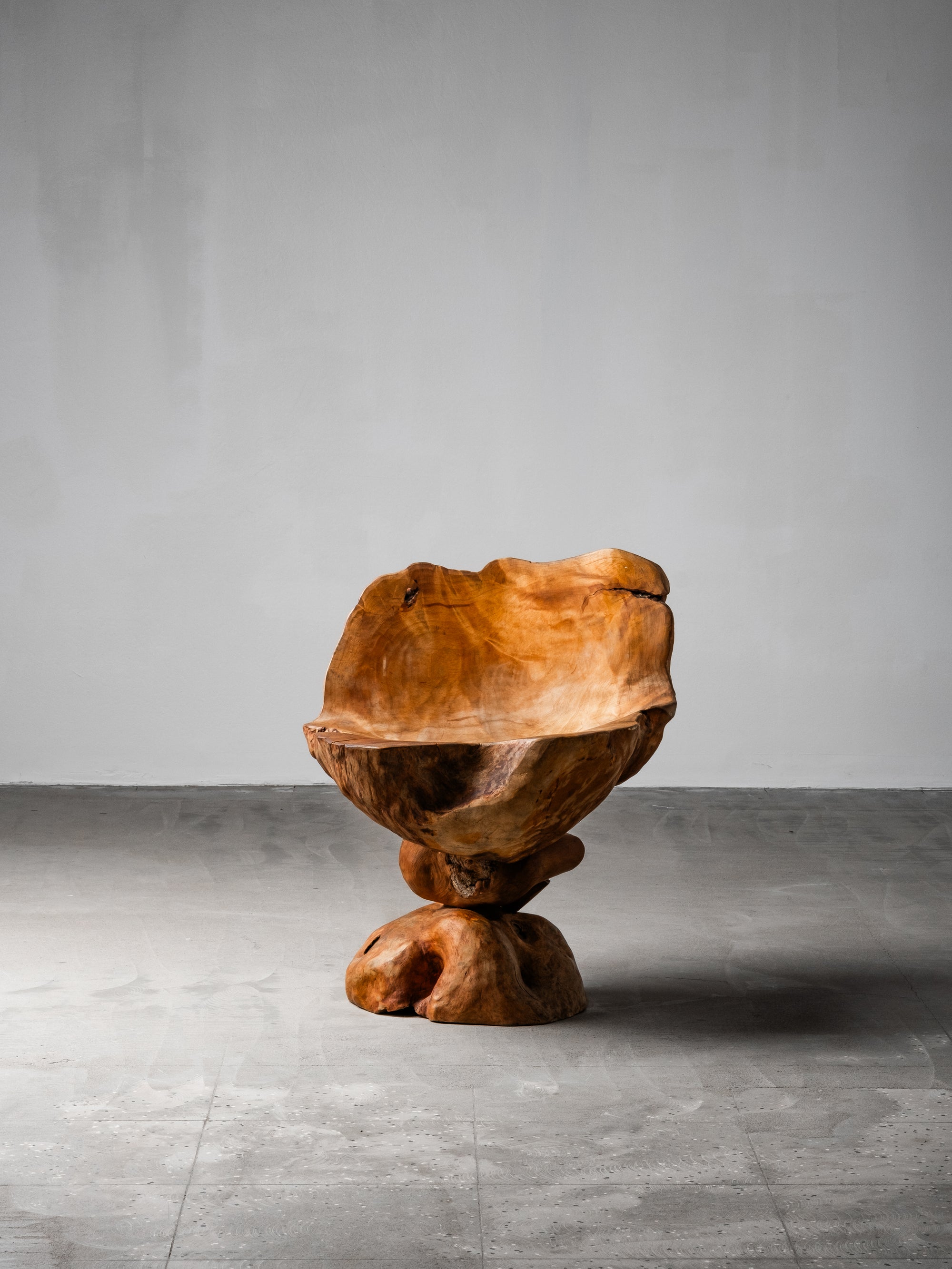 Finnish Handmade Folk Art Burl Wood Chair, Mid-20th Century