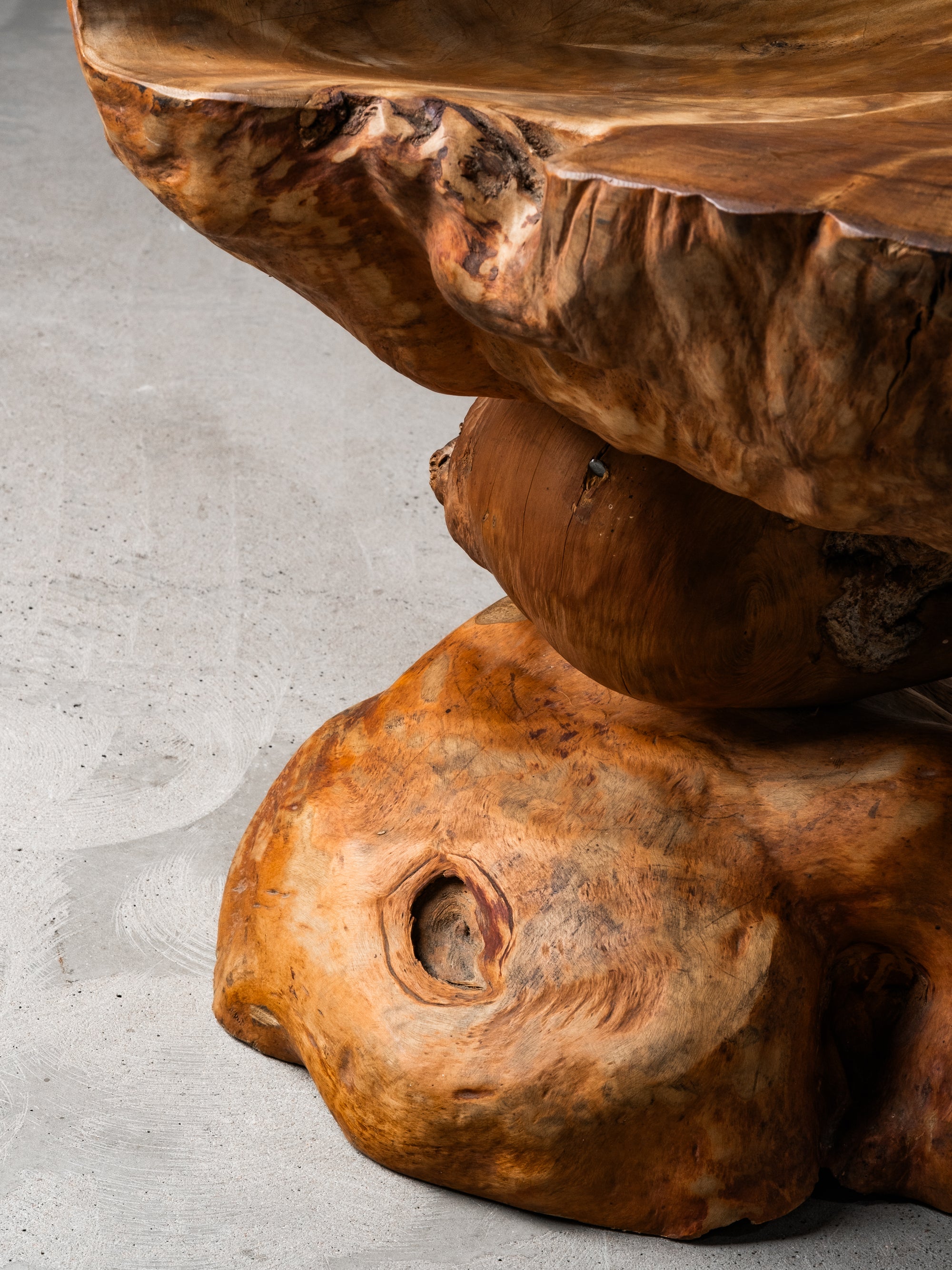 Finnish Handmade Folk Art Burl Wood Chair, Mid-20th Century