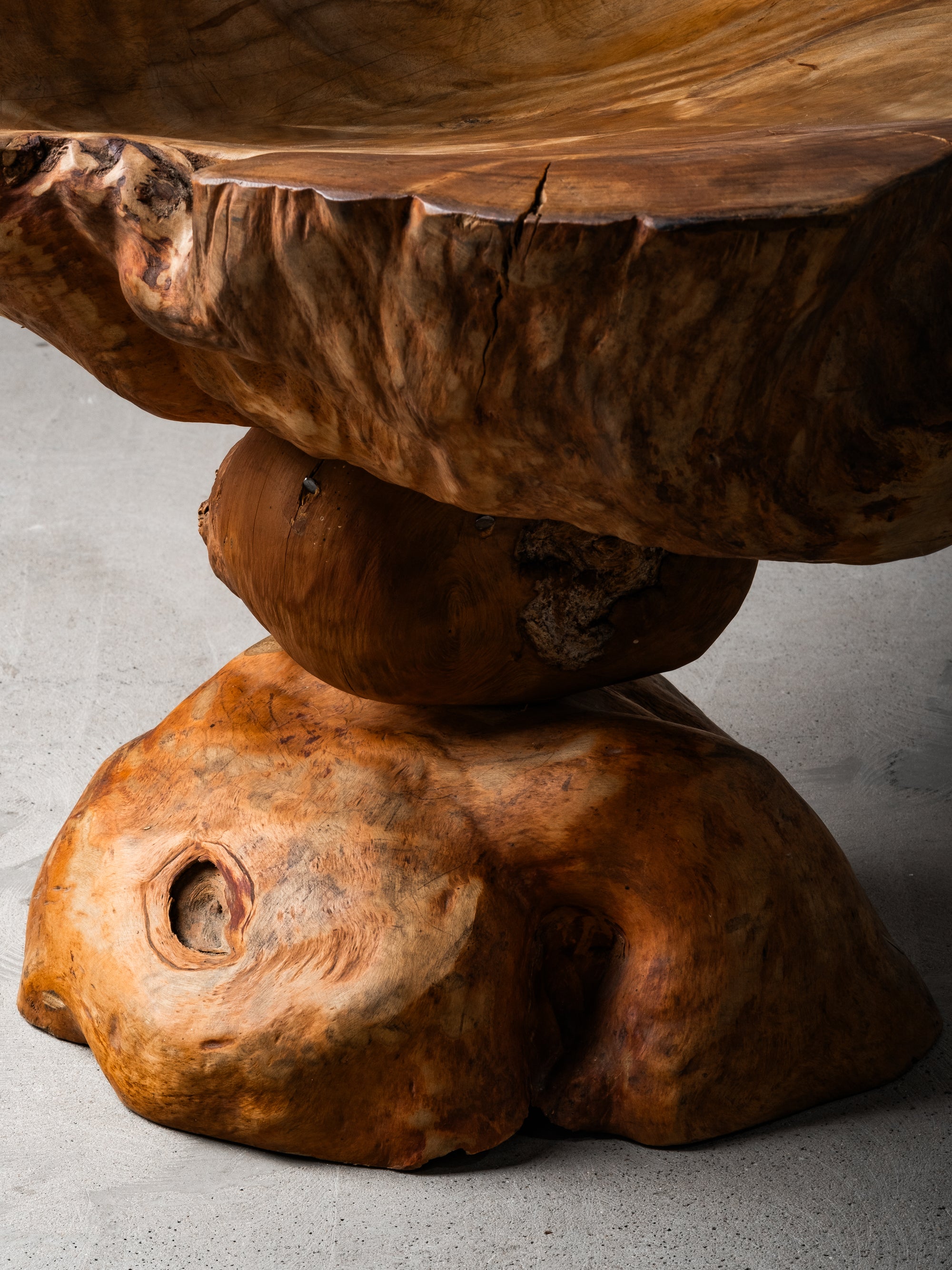 Finnish Handmade Folk Art Burl Wood Chair, Mid-20th Century