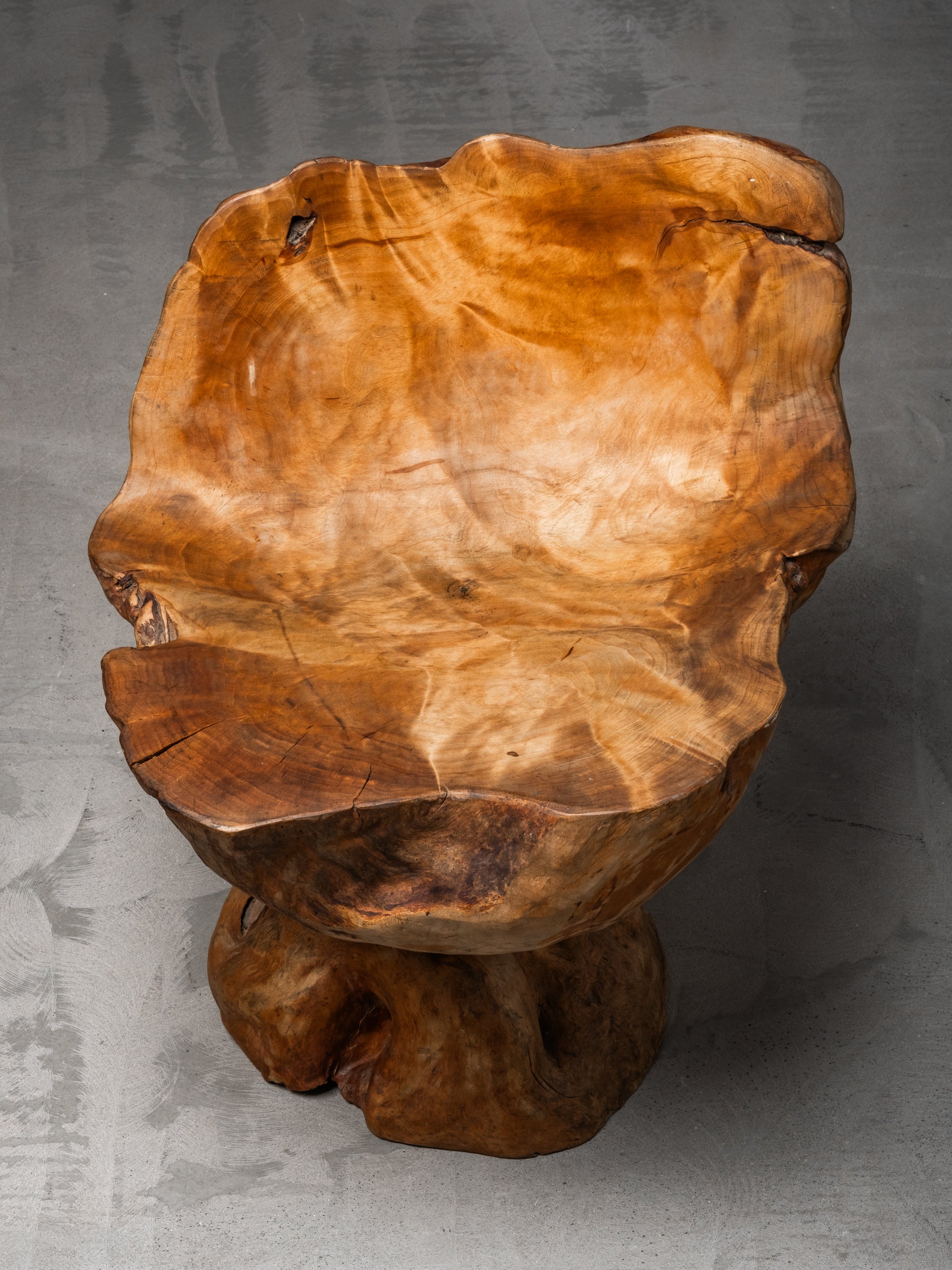 Finnish Handmade Folk Art Burl Wood Chair, Mid-20th Century