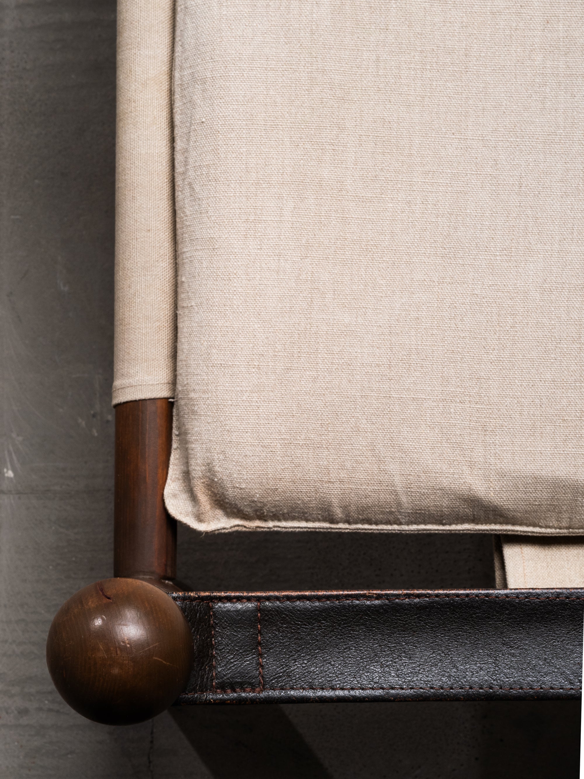 Pair of Safari Chairs in Stained Pine and Linen, 1970s