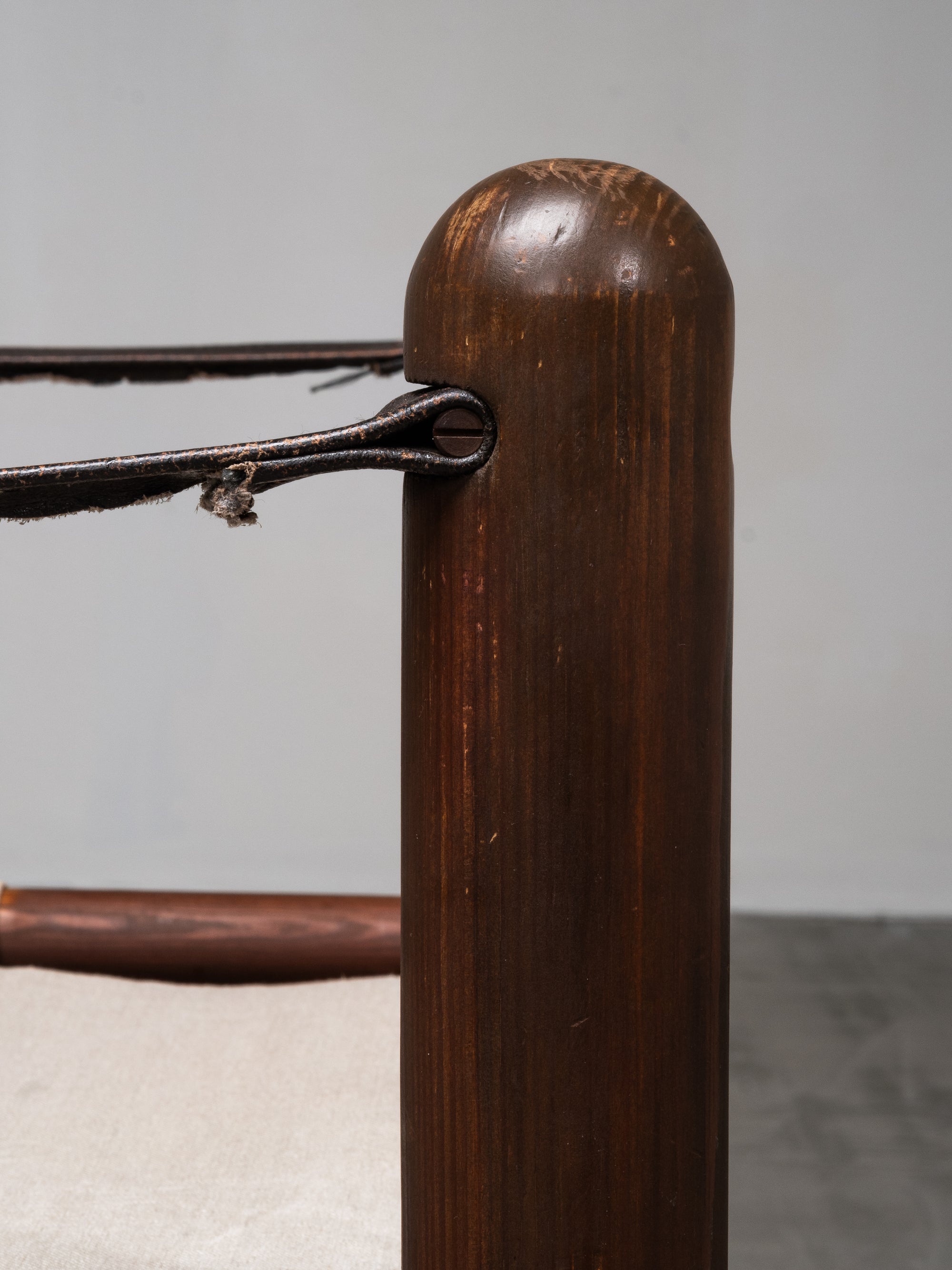 Pair of Safari Chairs in Stained Pine and Linen, 1970s