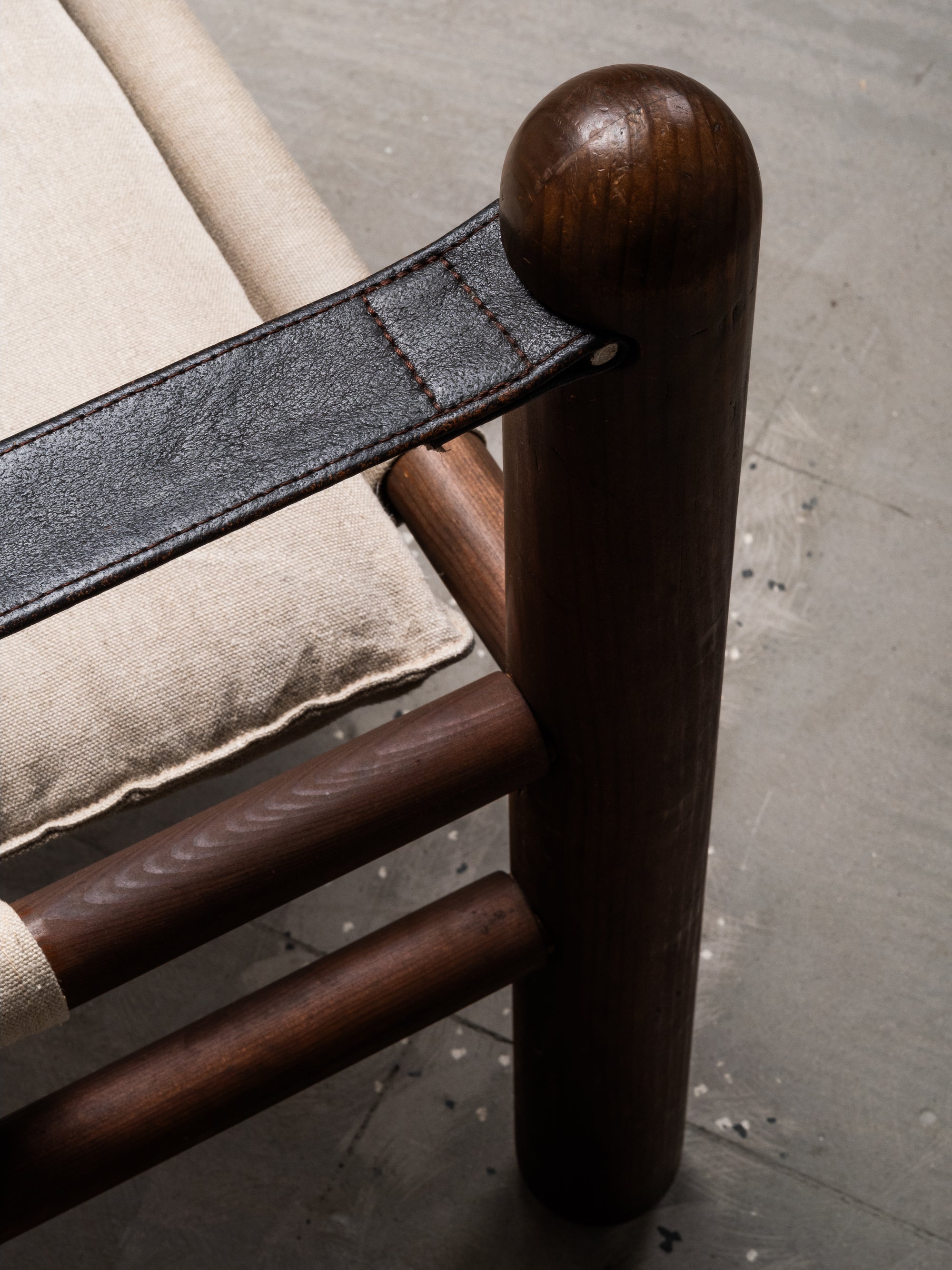 Pair of Safari Chairs in Stained Pine and Linen, 1970s